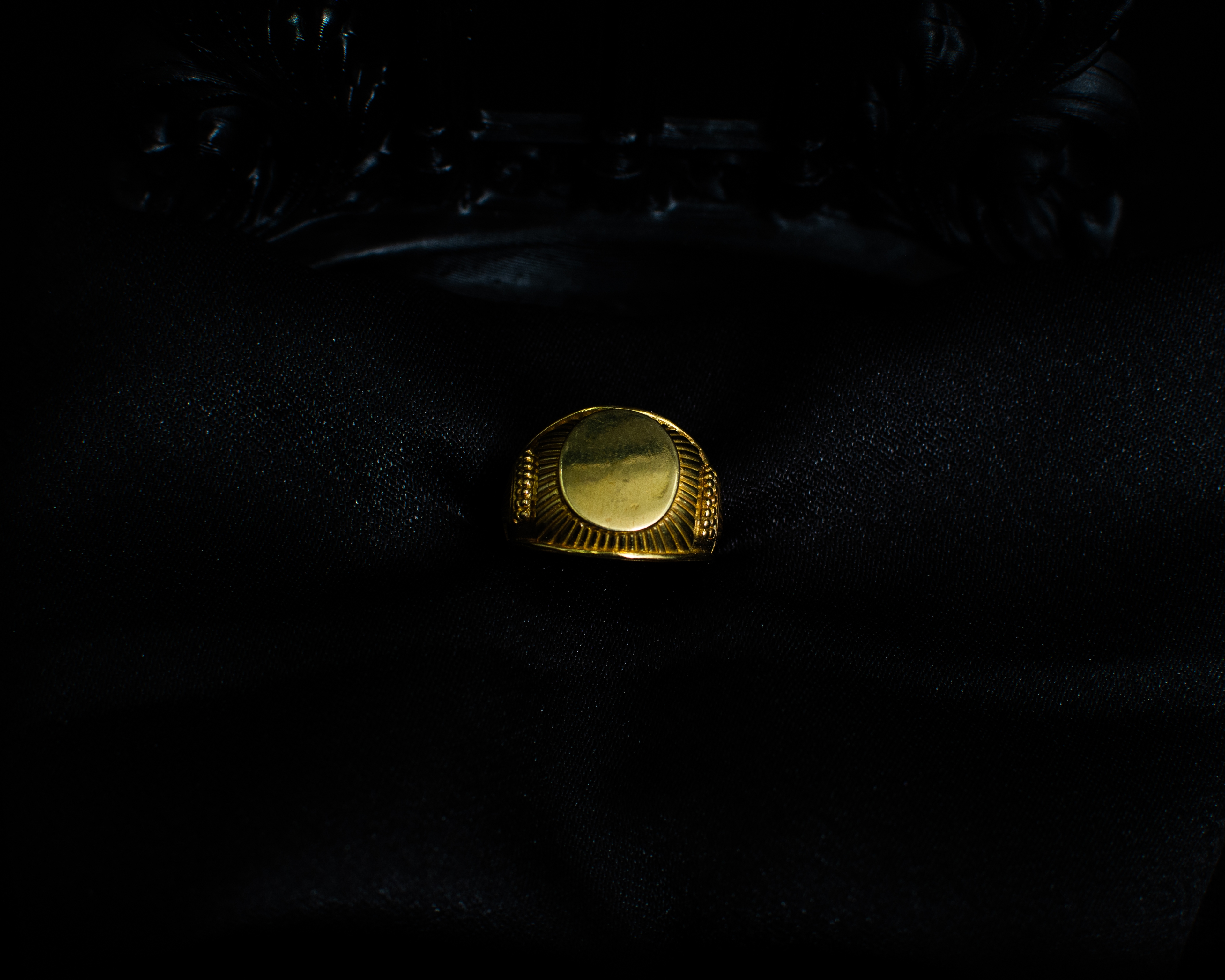 Panchadhatu Signet Ring 2 main view on black satin