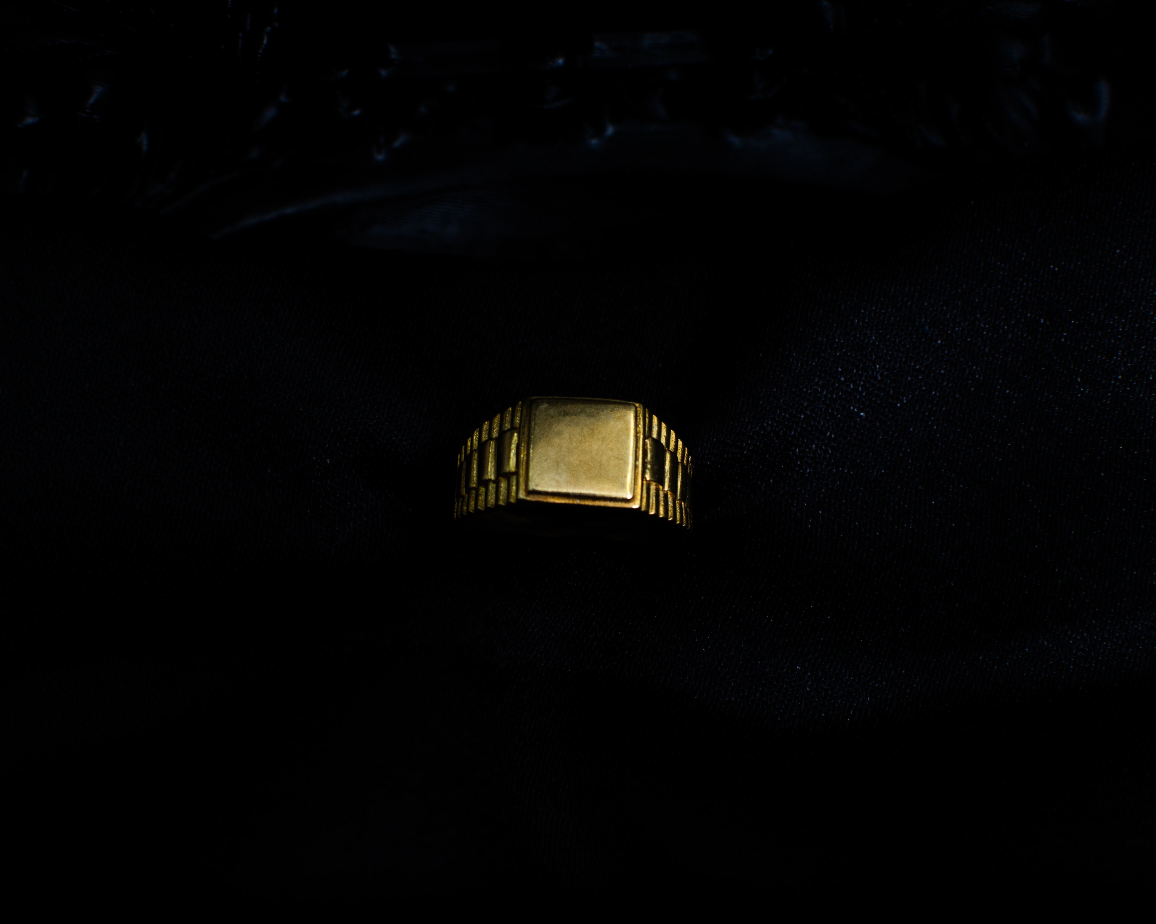 Panchadhatu Signet Ring 3 main view on black satin