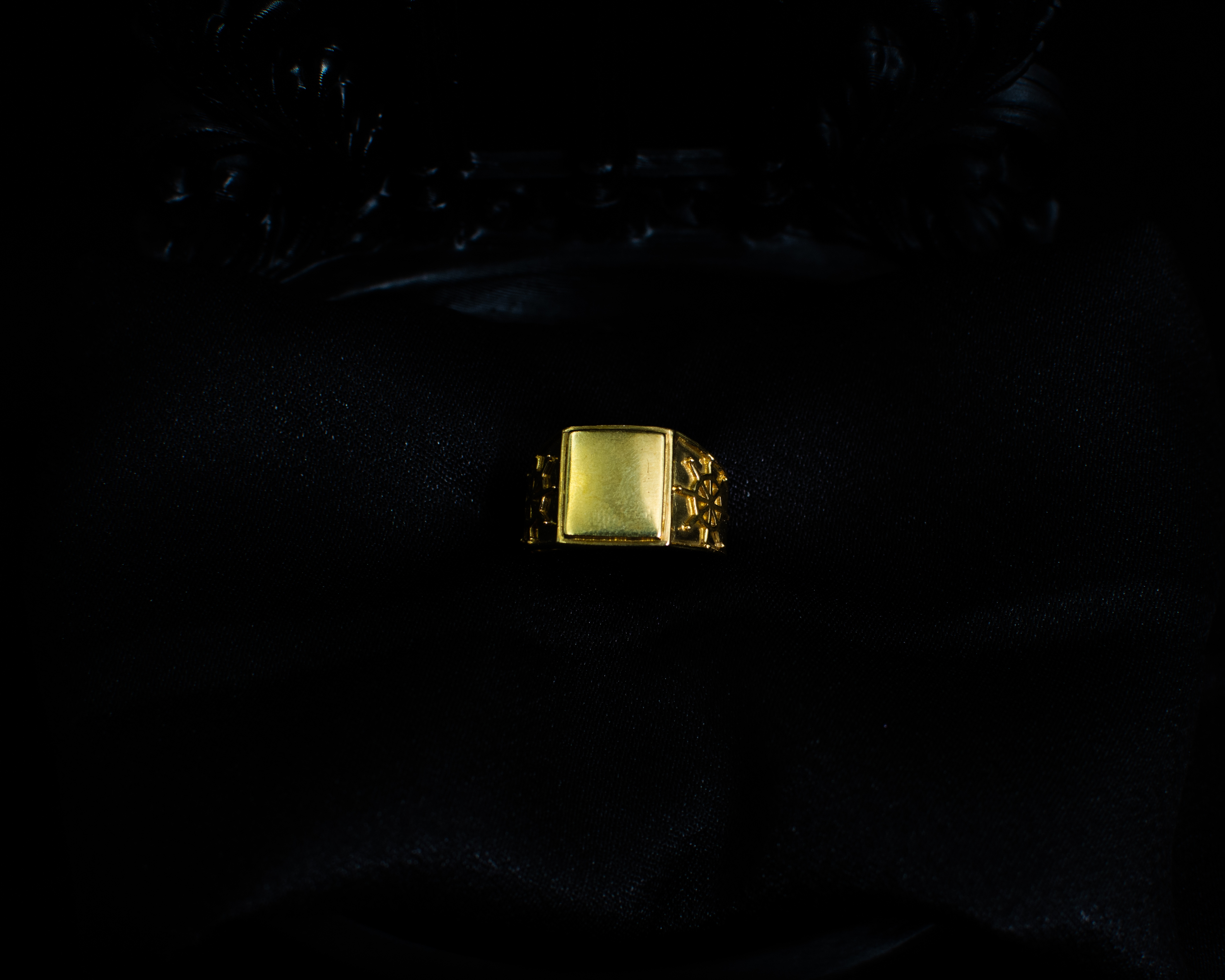 Panchadhatu Signet Ring 5 main view on black satin