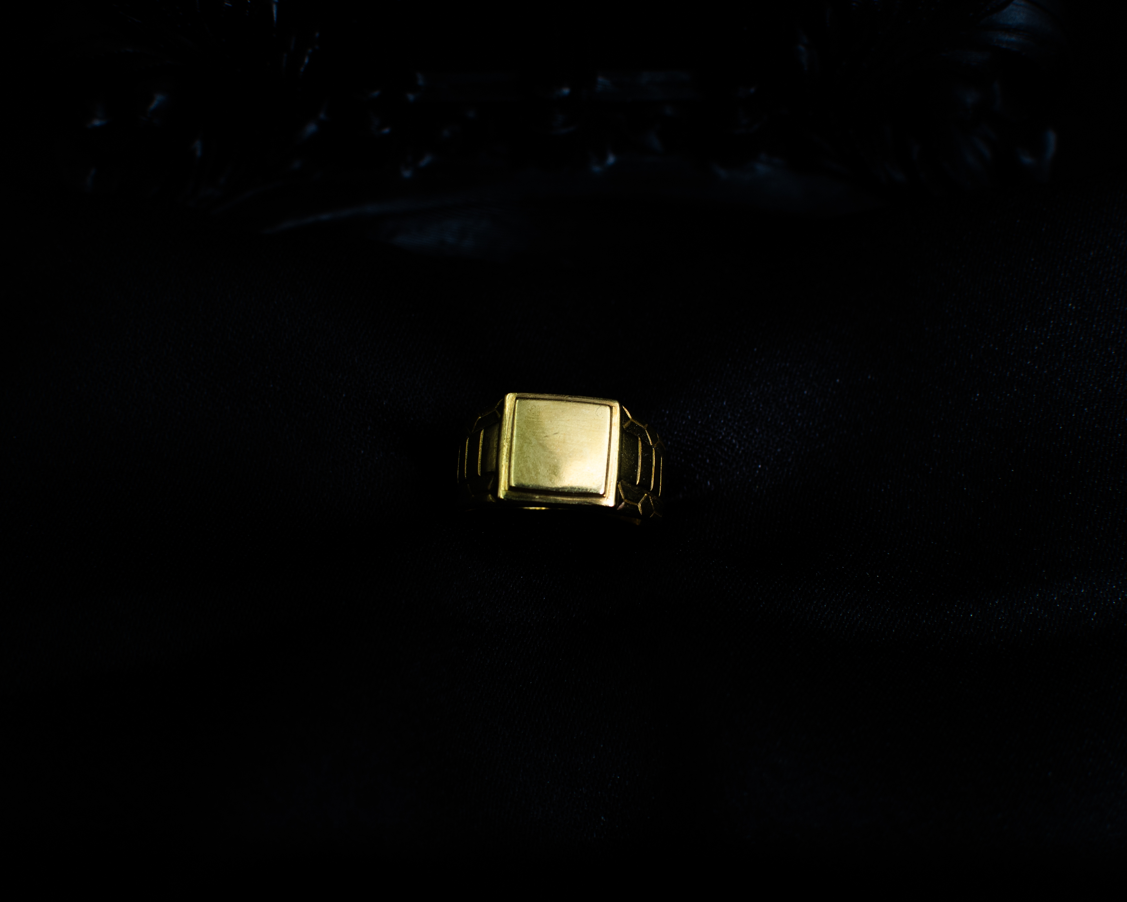 Panchadhatu Signet Ring 6 main view on black satin