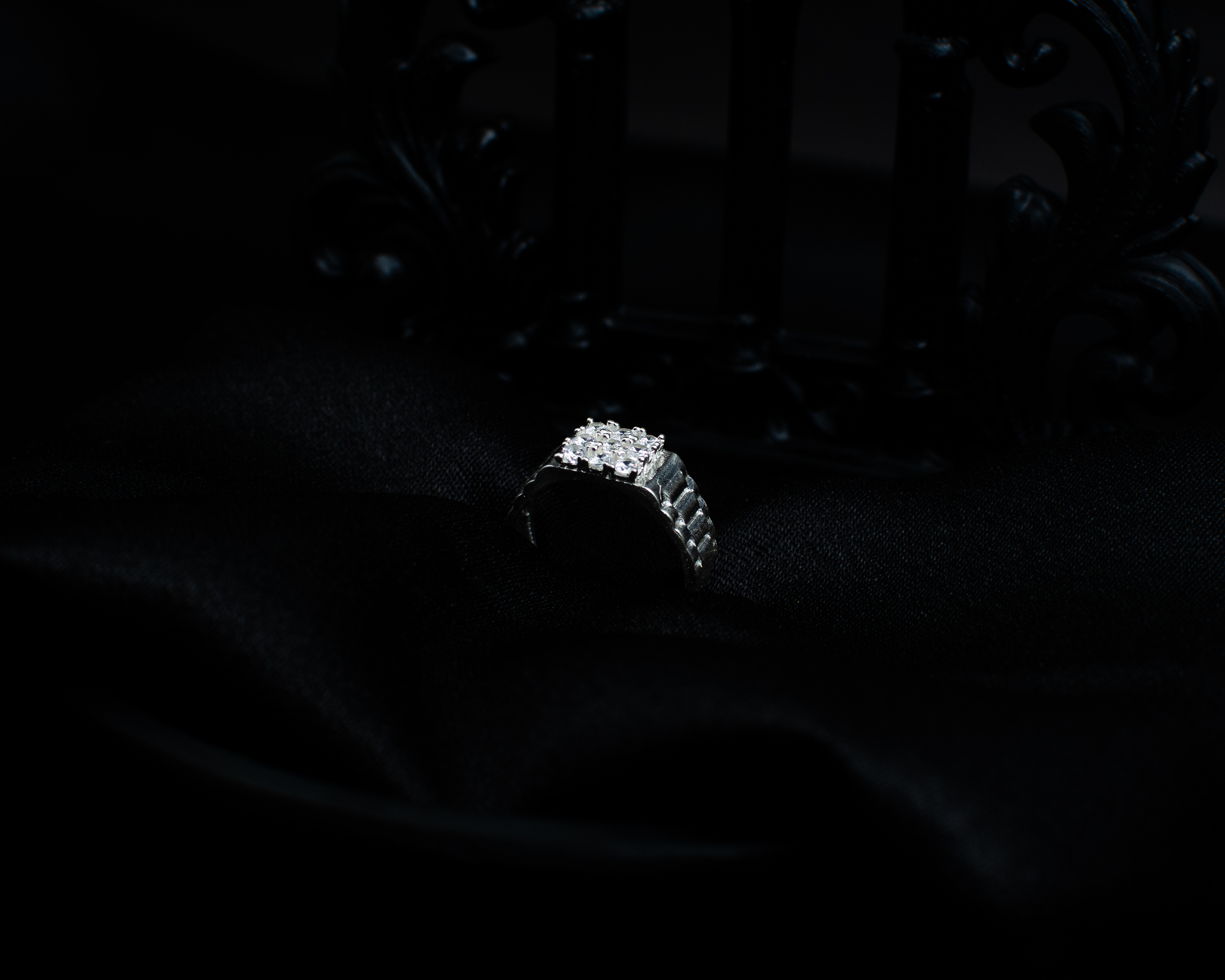 Ring 10 view 2 on black satin