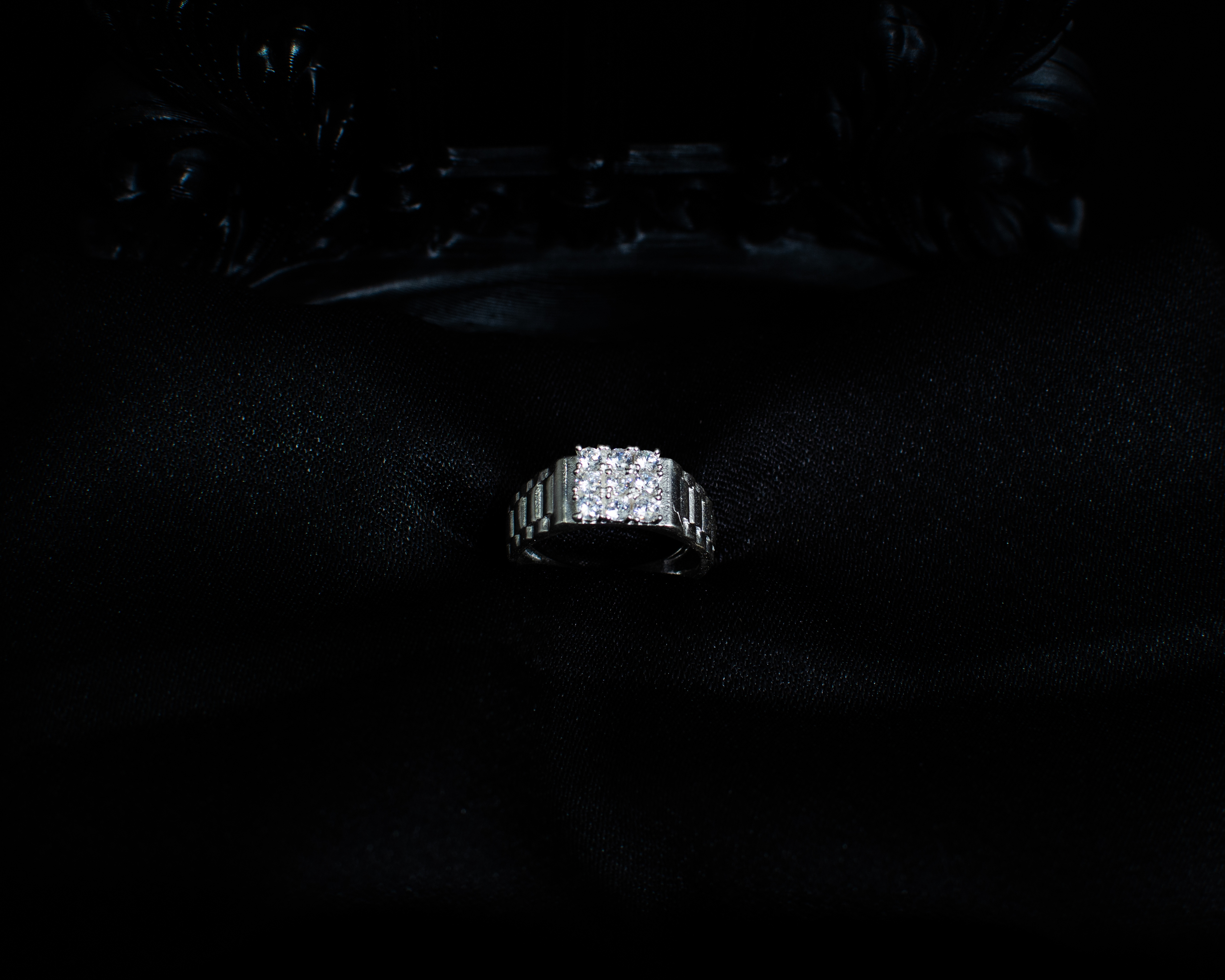 Ring 10 view 1 on black satin