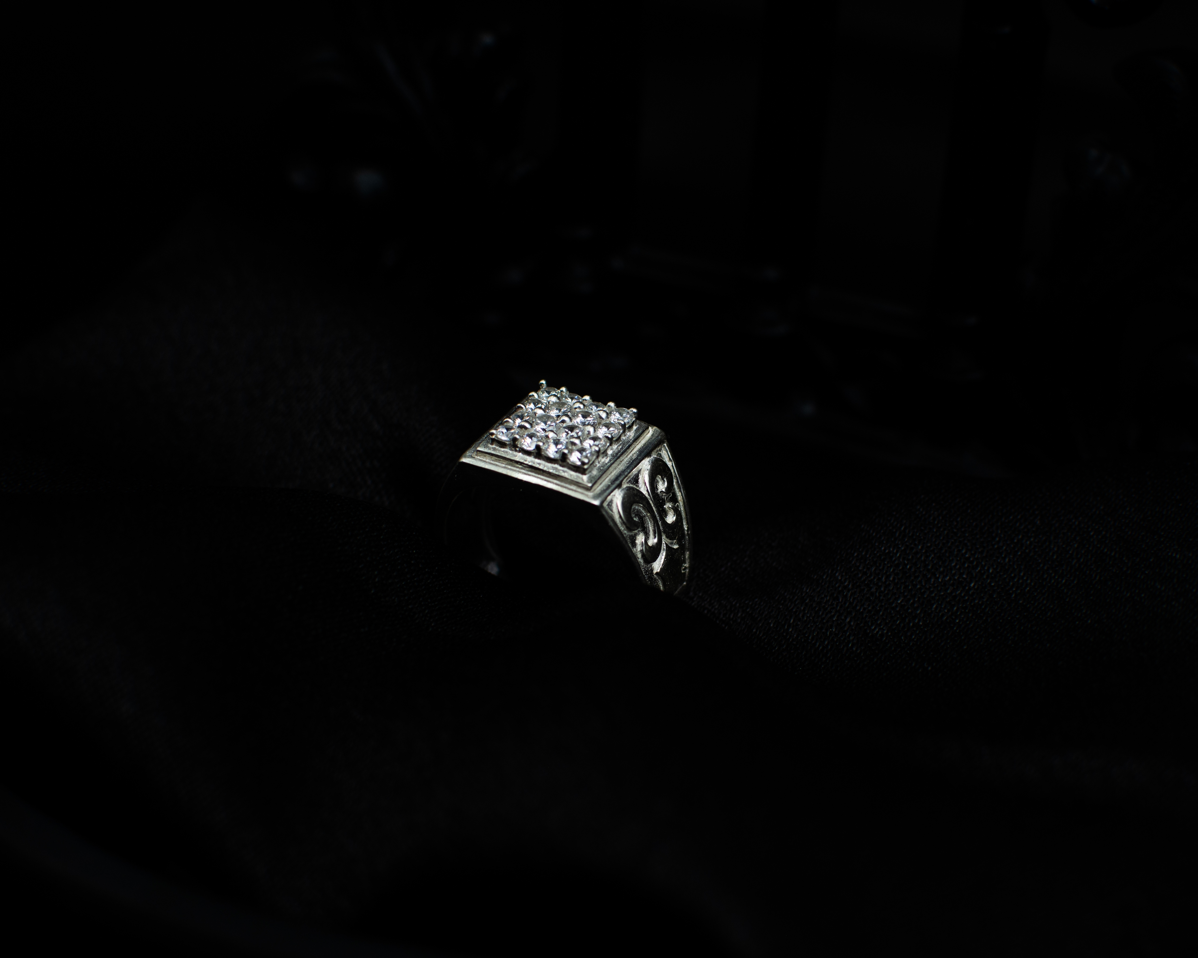 Ring 11 view 2 on black satin