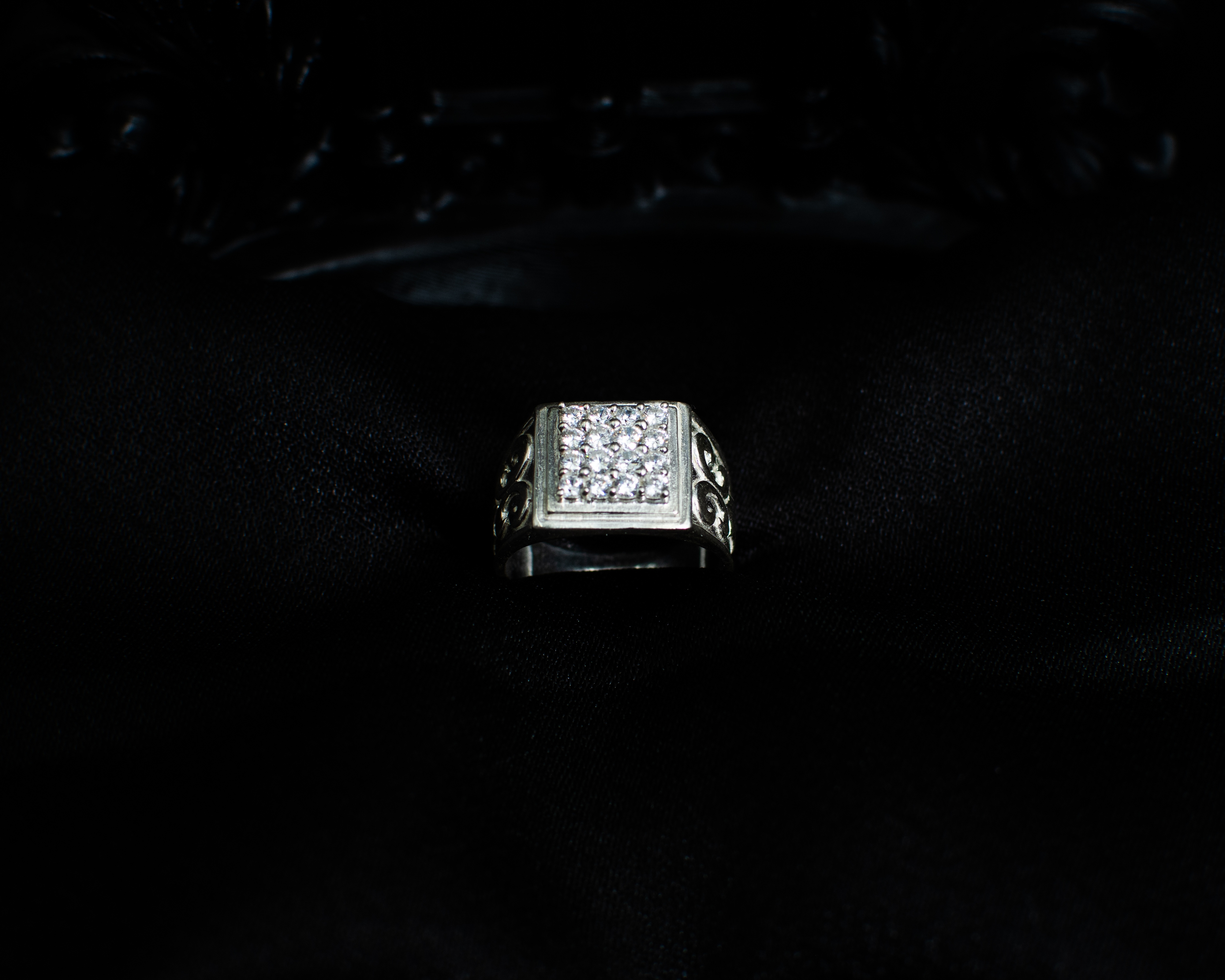 Ring 11 view 1 on black satin
