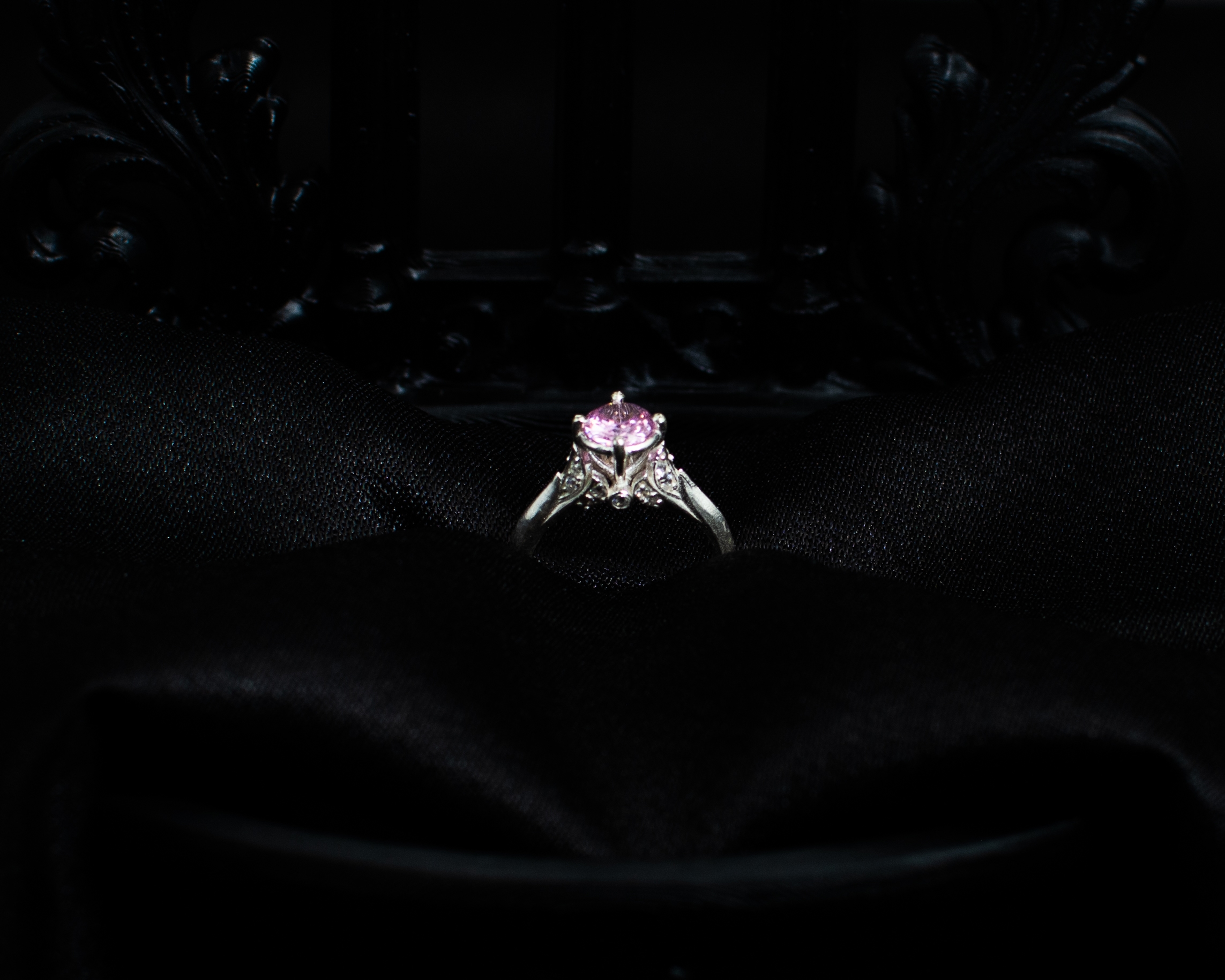 Ring 12 view 1 on black satin