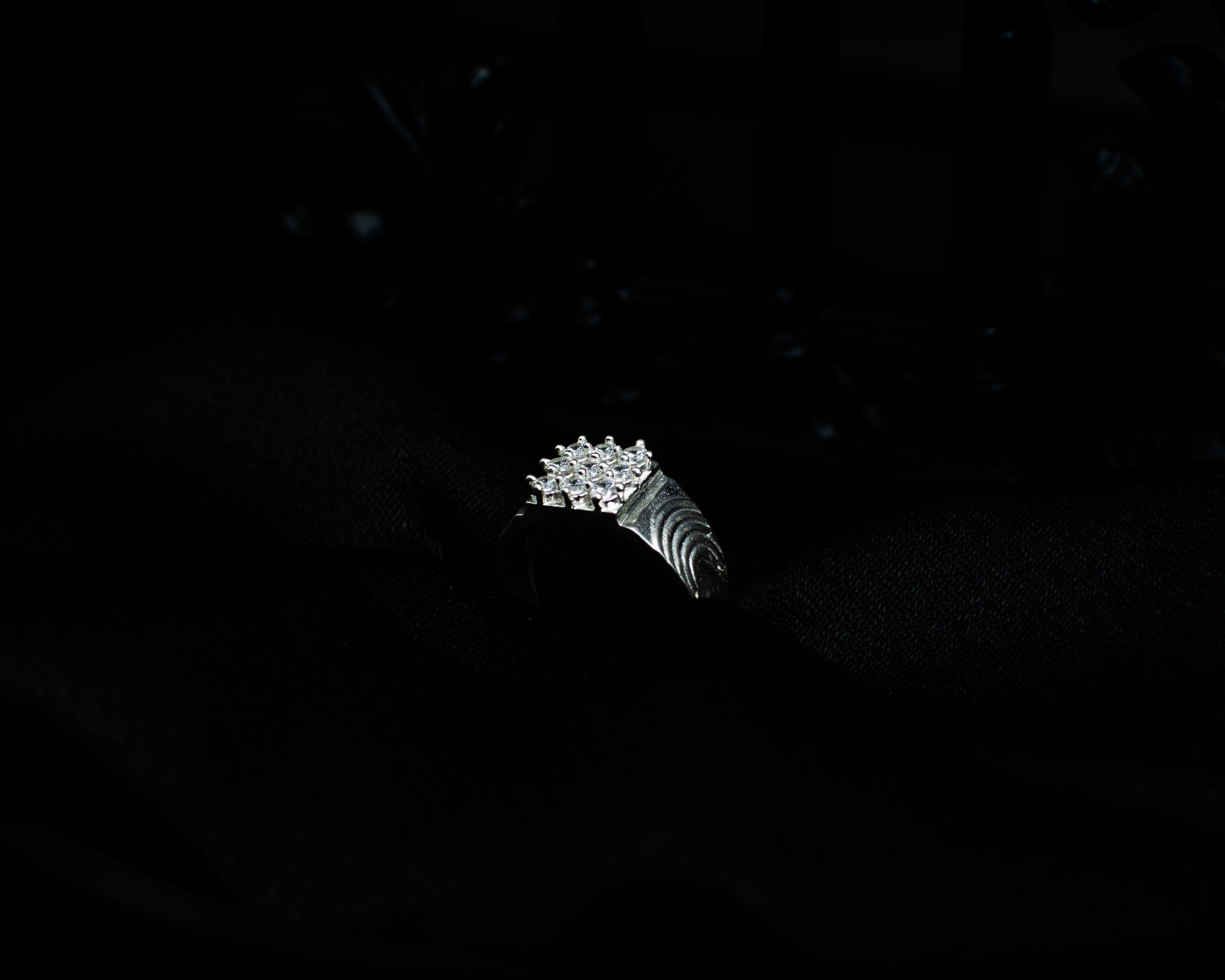 Ring 19 view 2 on black satin