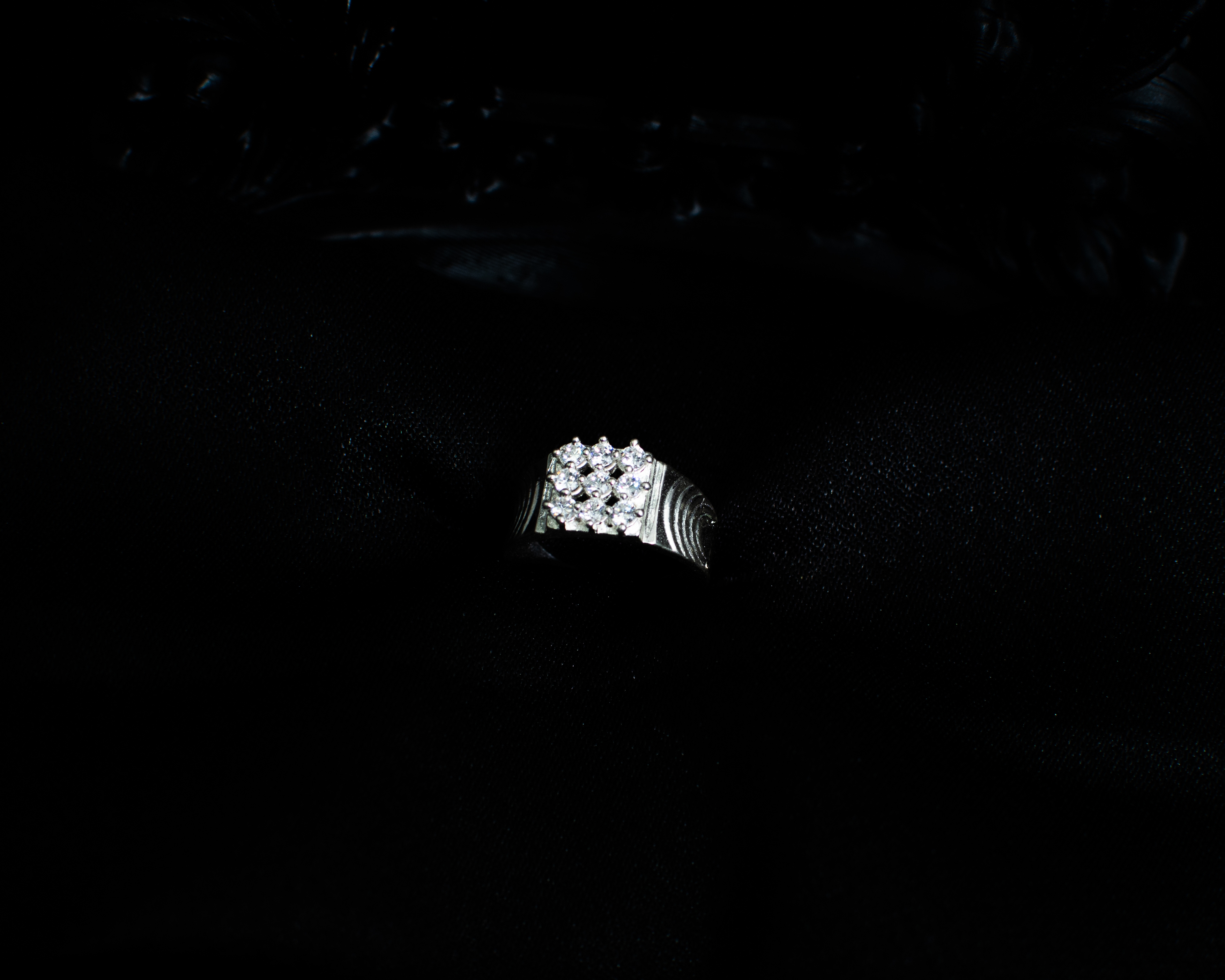 Ring 19 view 1 on black satin