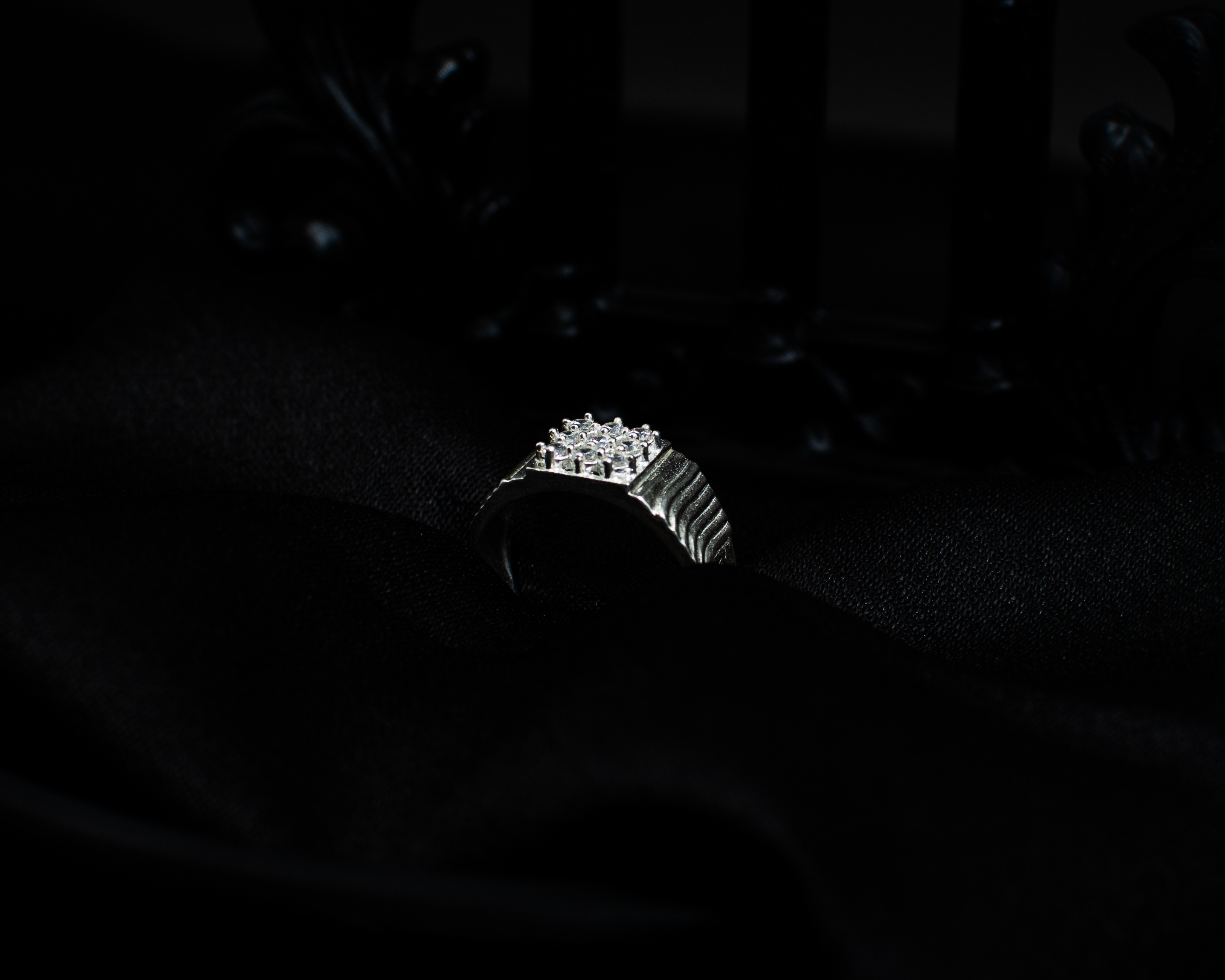 Ring 2 view 2 on black satin