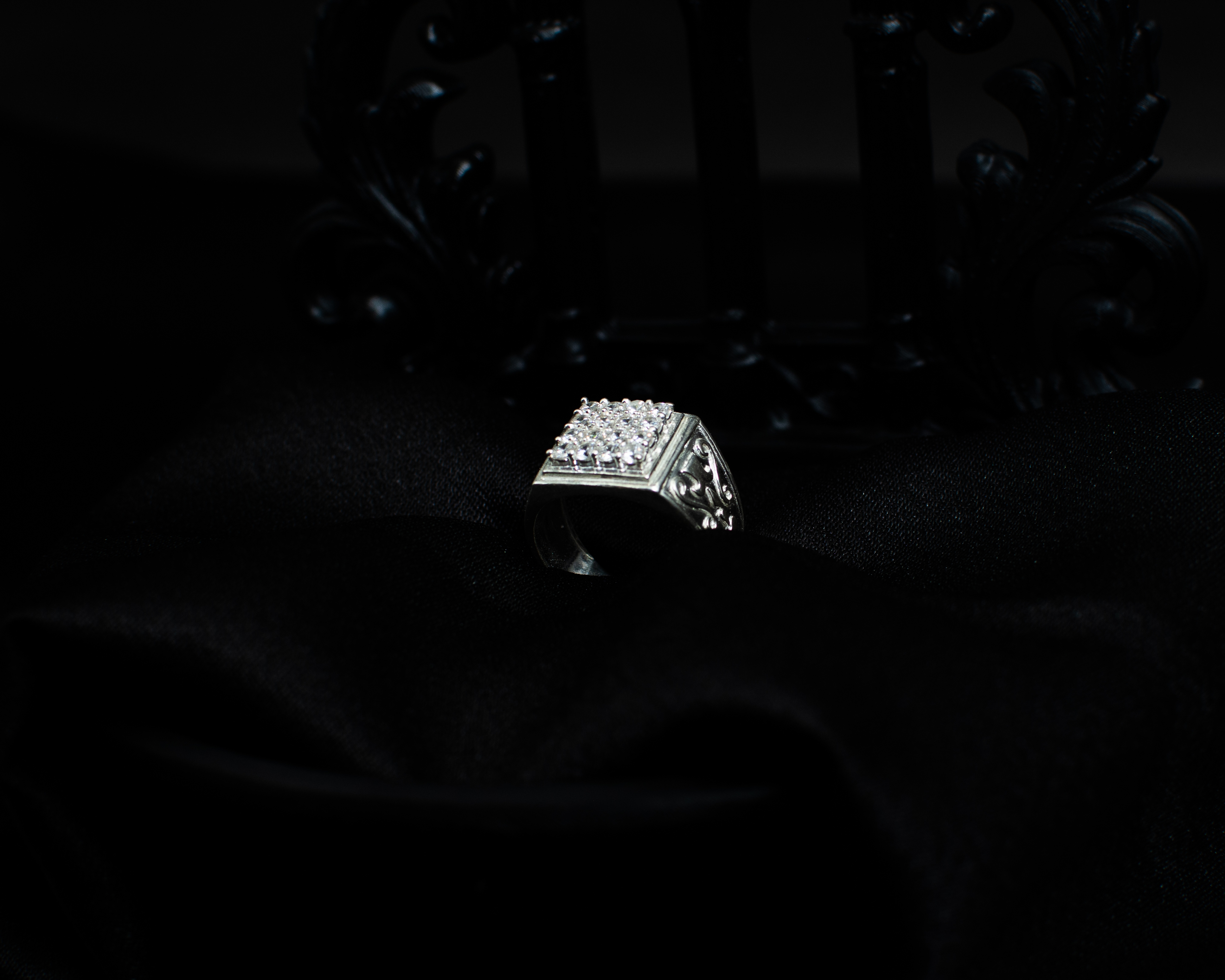 Ring 4 view 3 on black satin