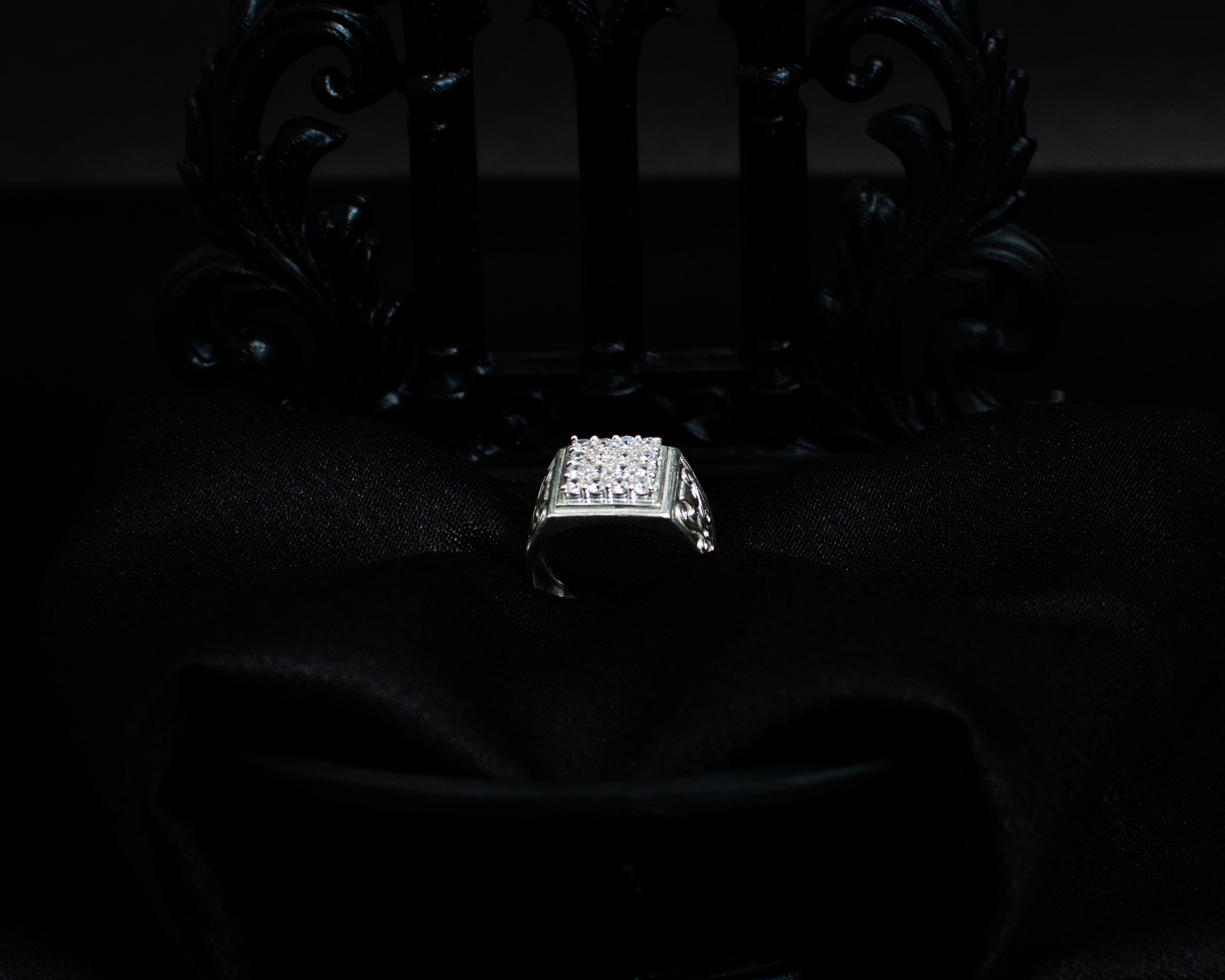 Ring 4 view 1 on black satin