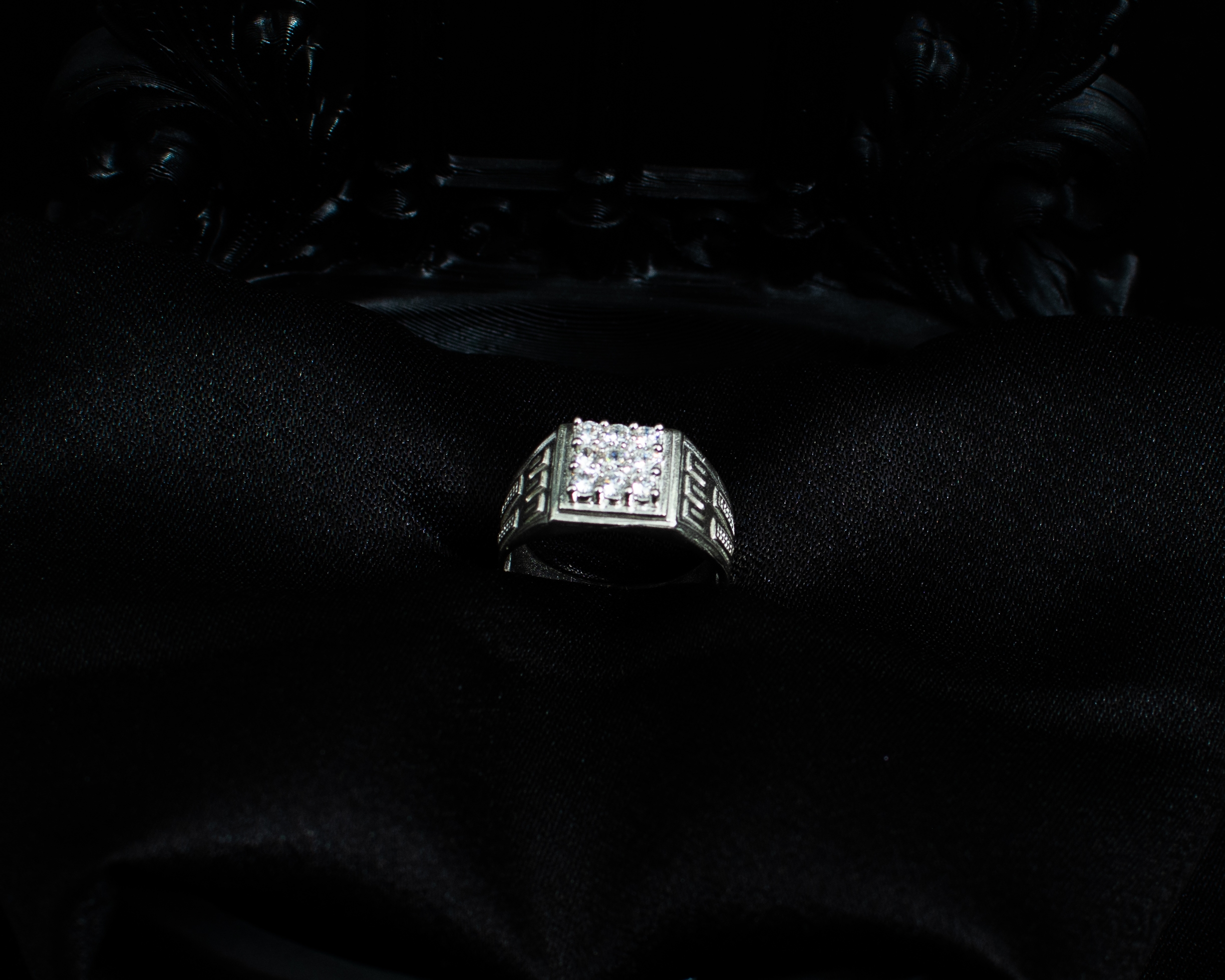 Ring 5 view 2 on black satin
