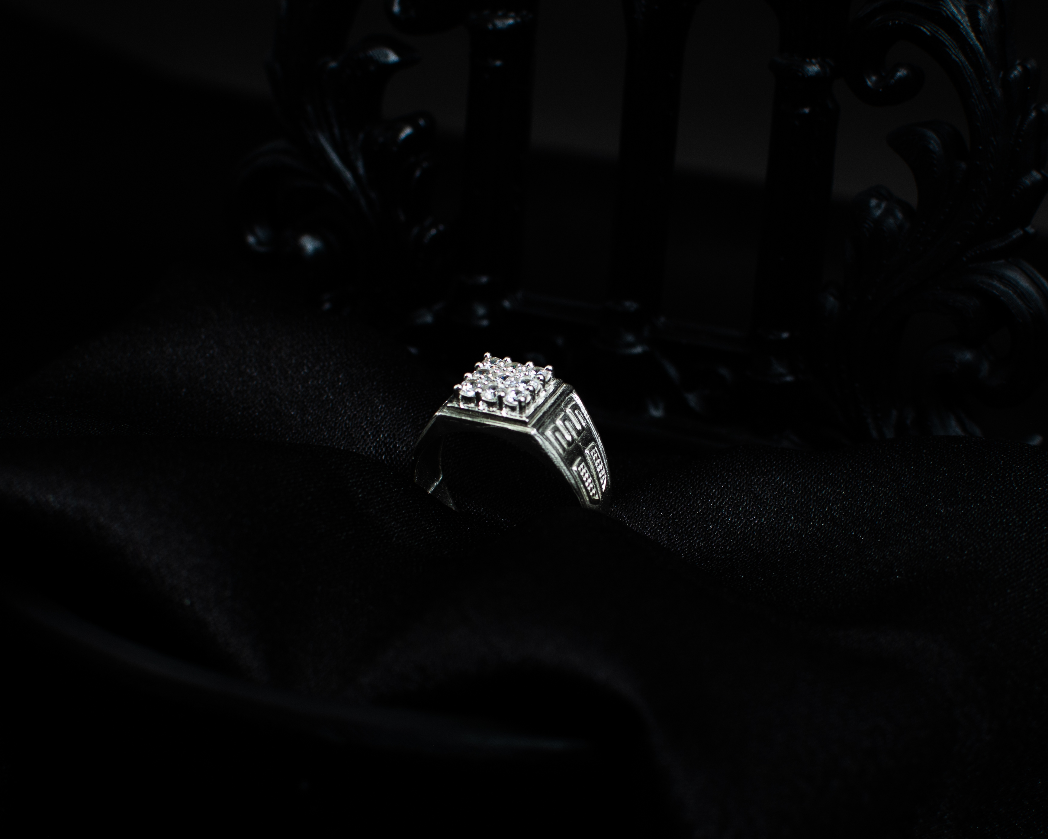 Ring 5 view 3 on black satin