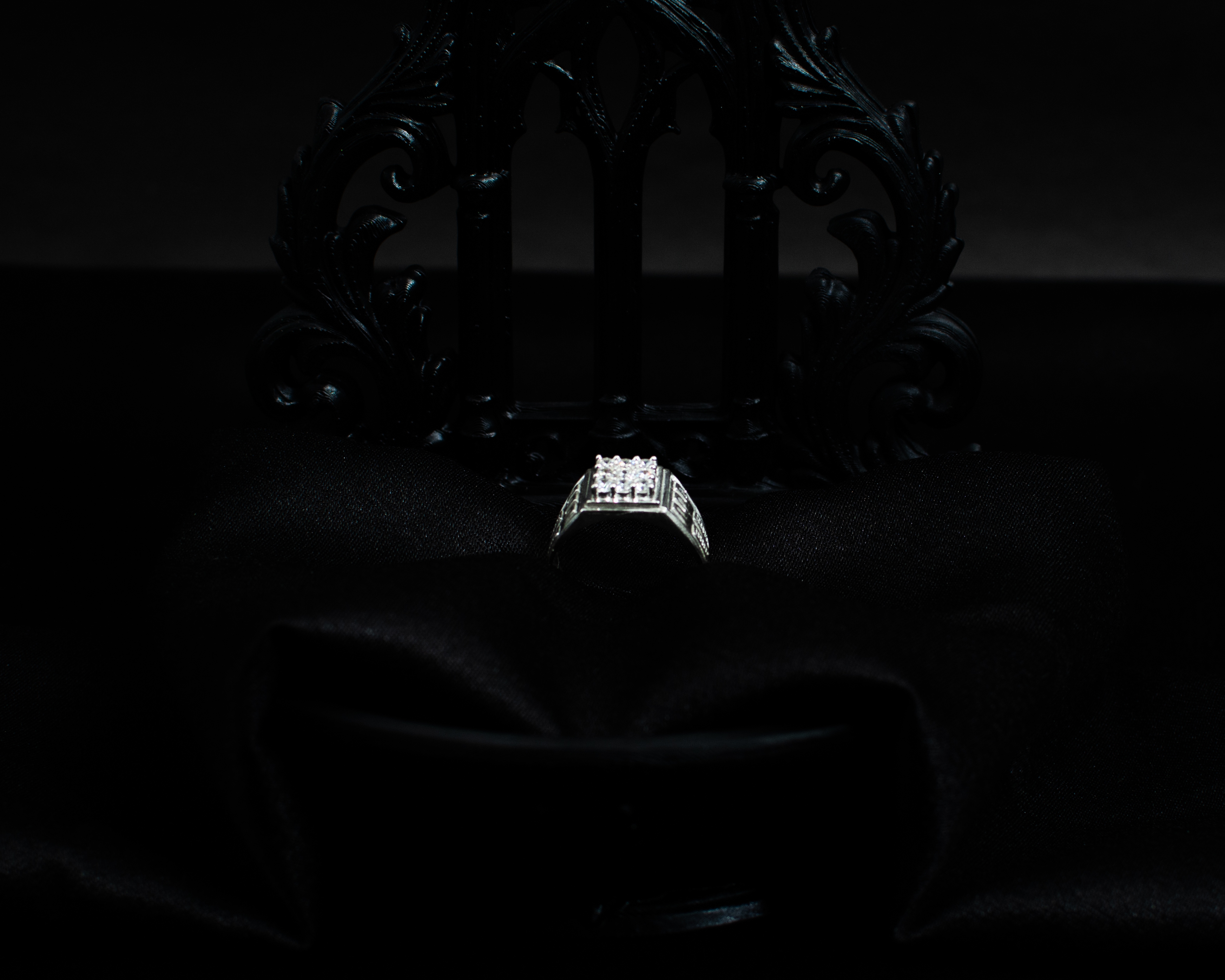 Ring 5 view 1 on black satin