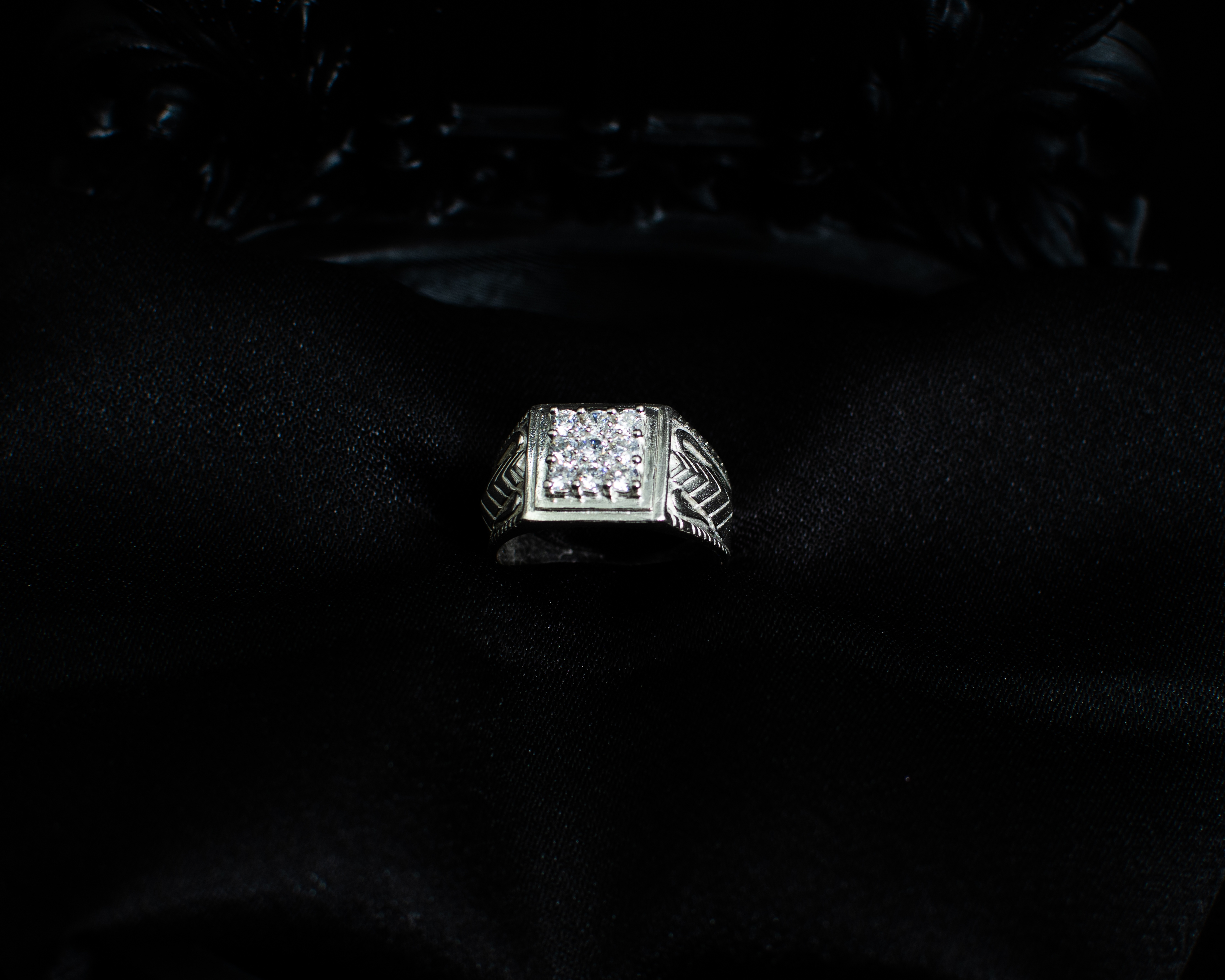 Ring 6 view 2 on black satin