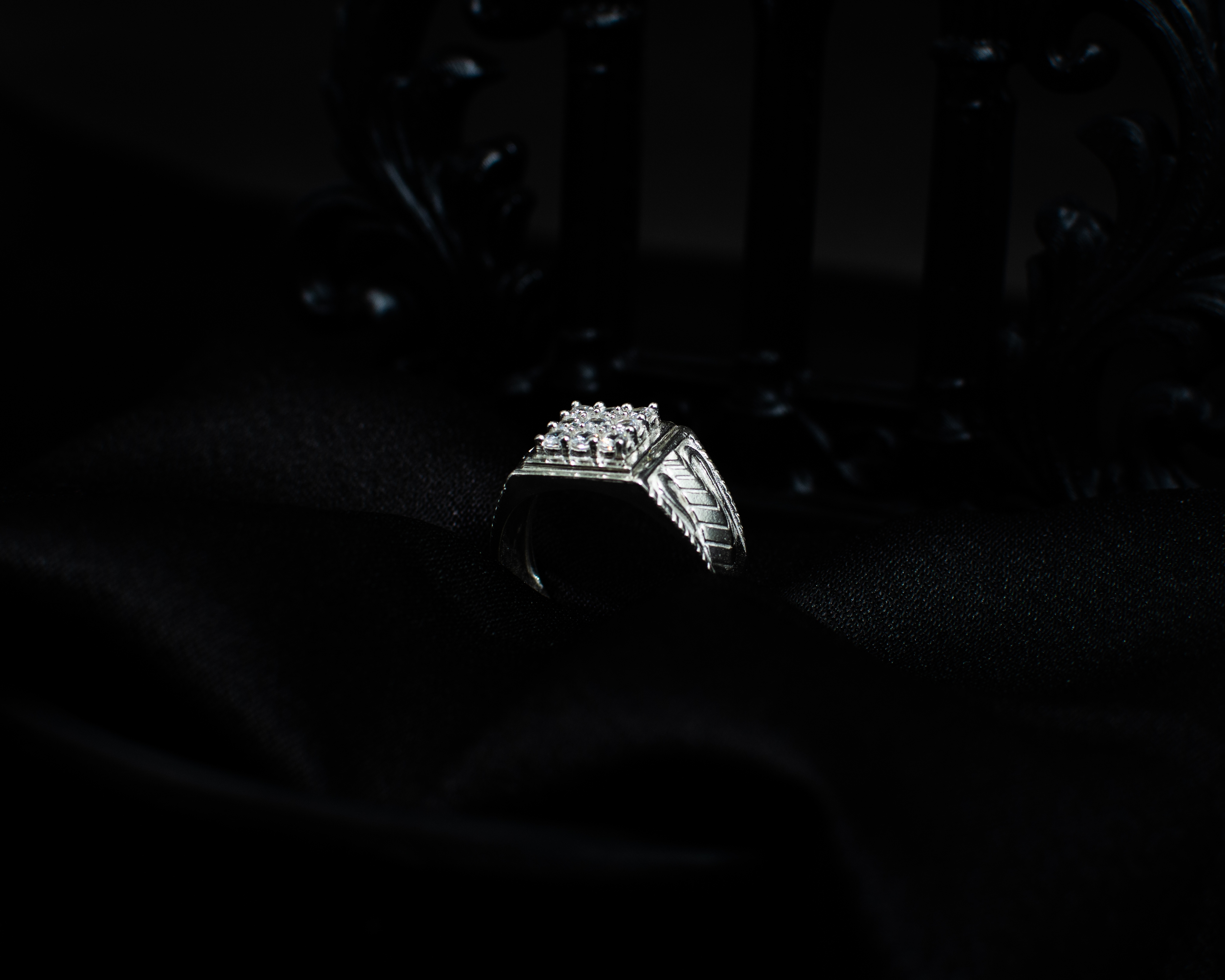 Ring 6 view 3 on black satin