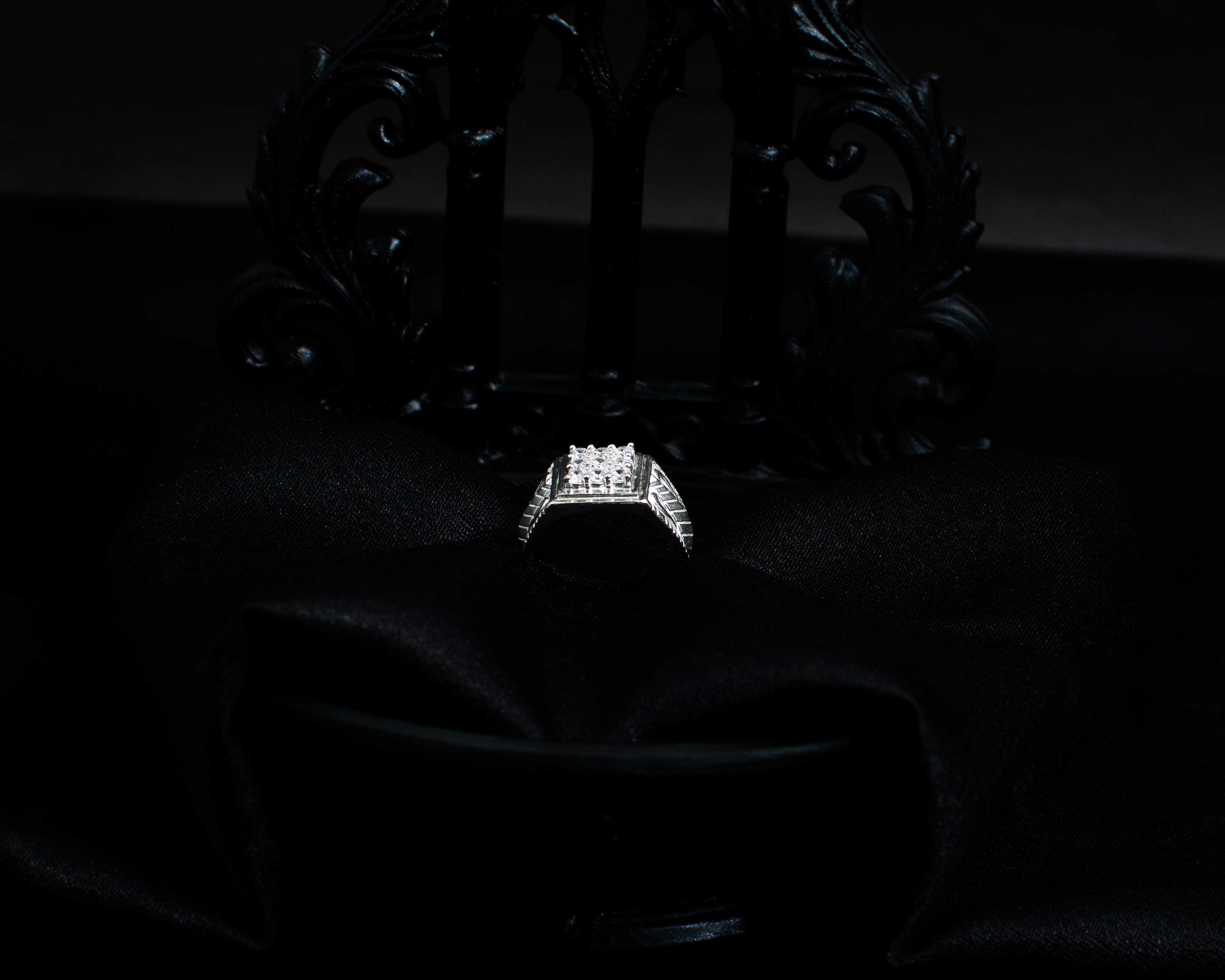 Ring 6 view 1 on black satin