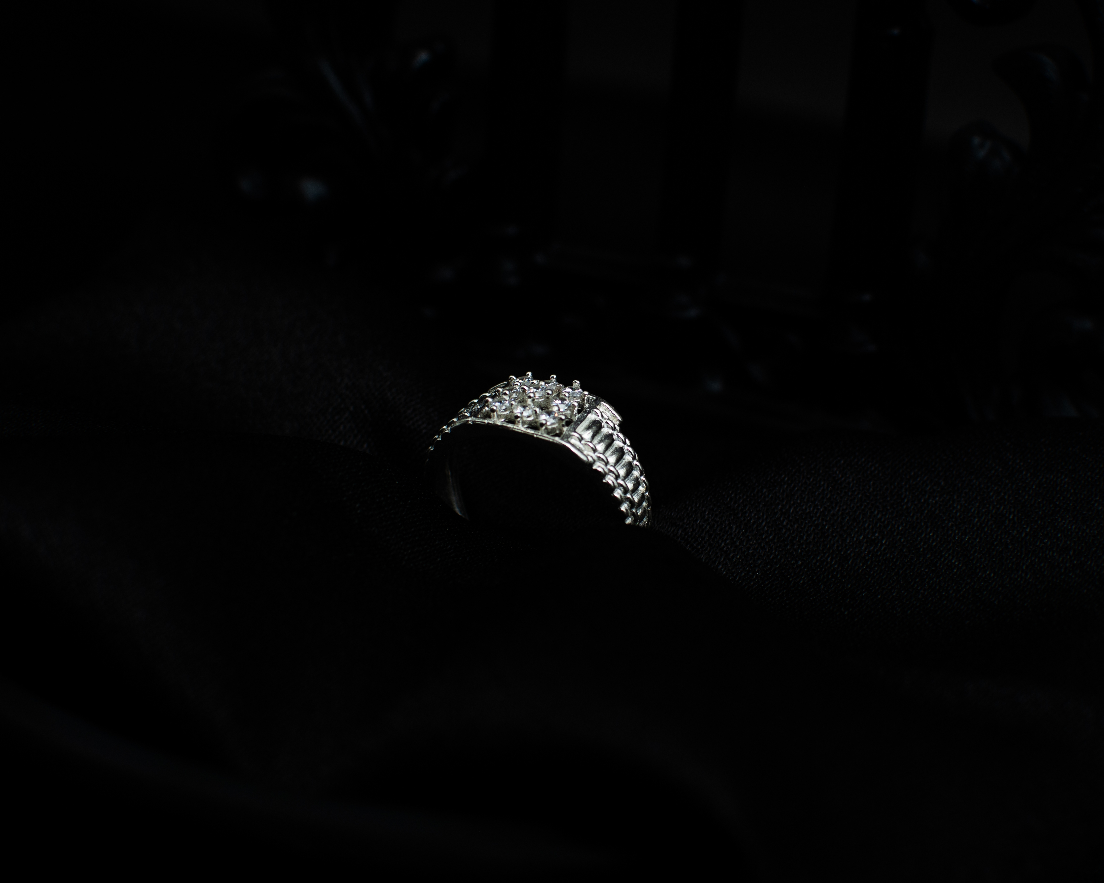 Ring 8 view 3 on black satin