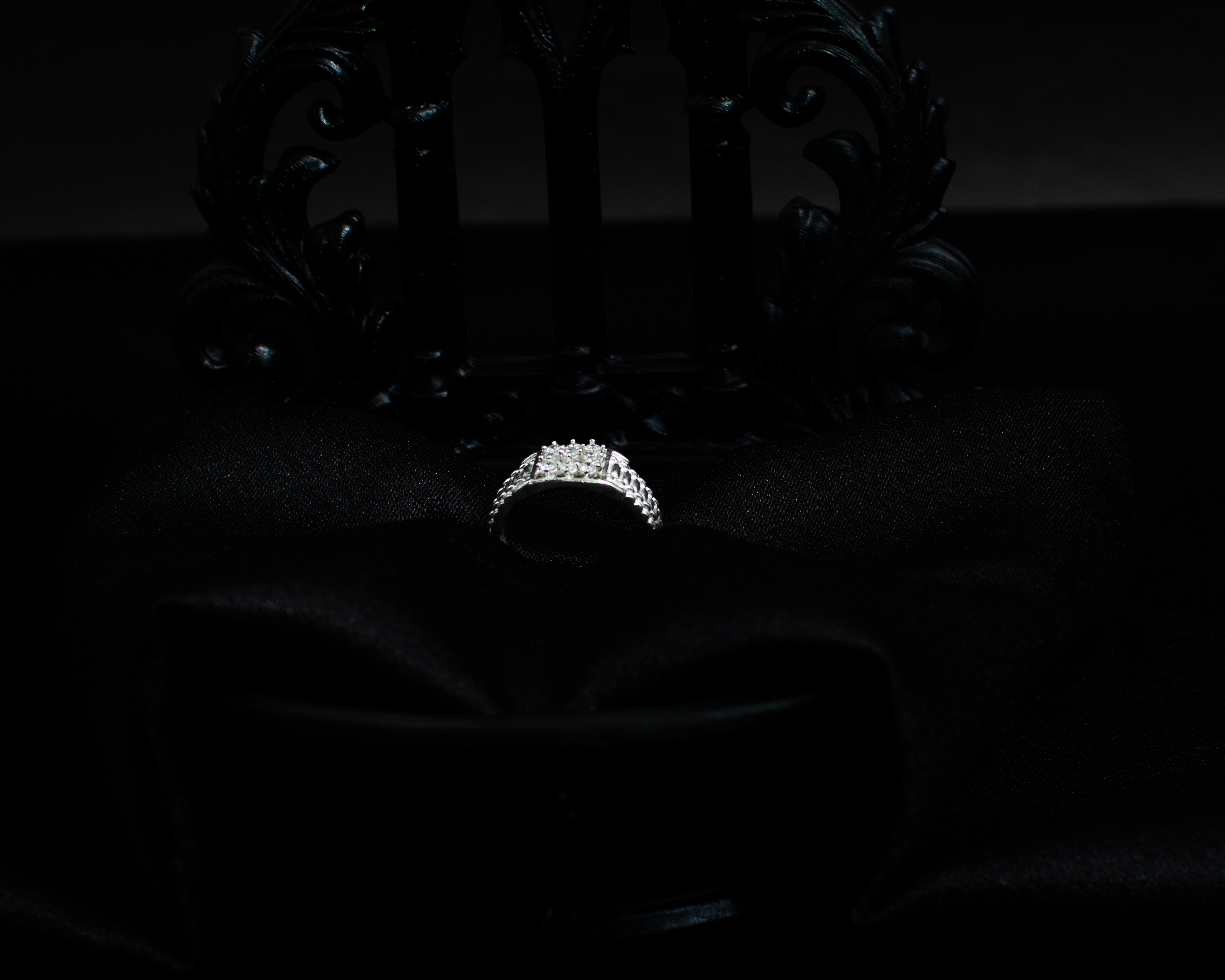 Ring 8 view 1 on black satin