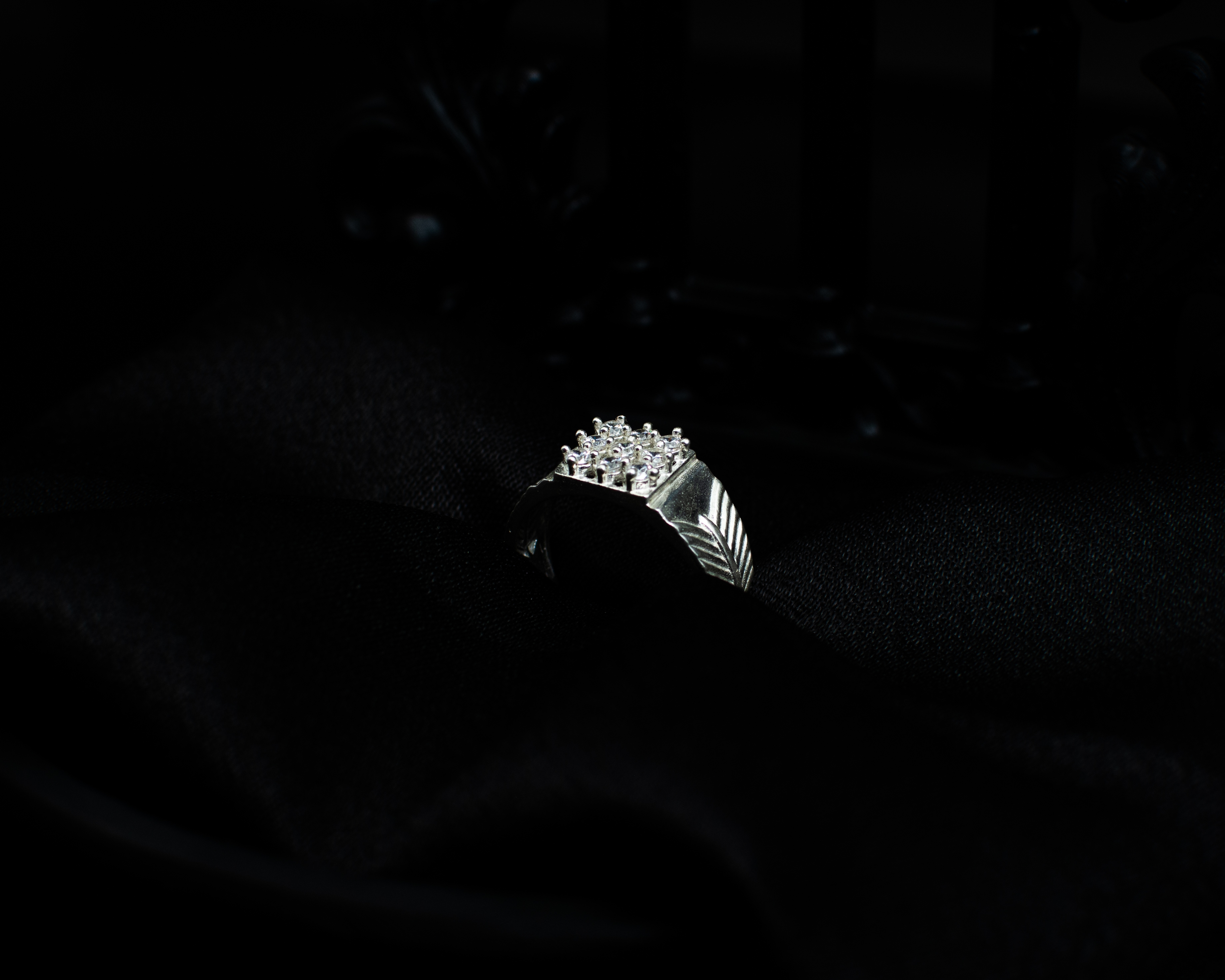 Ring 9 view 3 on black satin