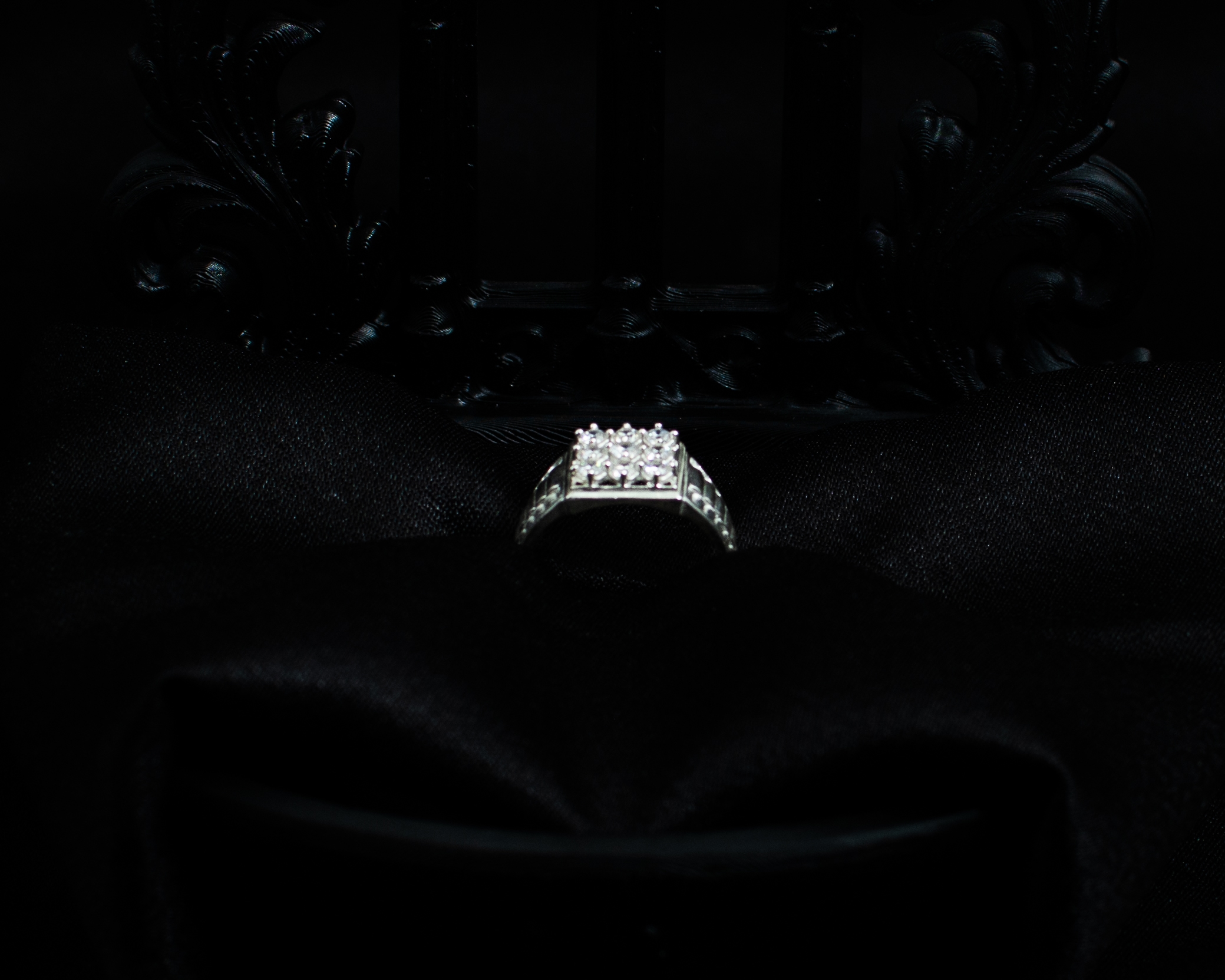 Ring 9 view 4 on black satin