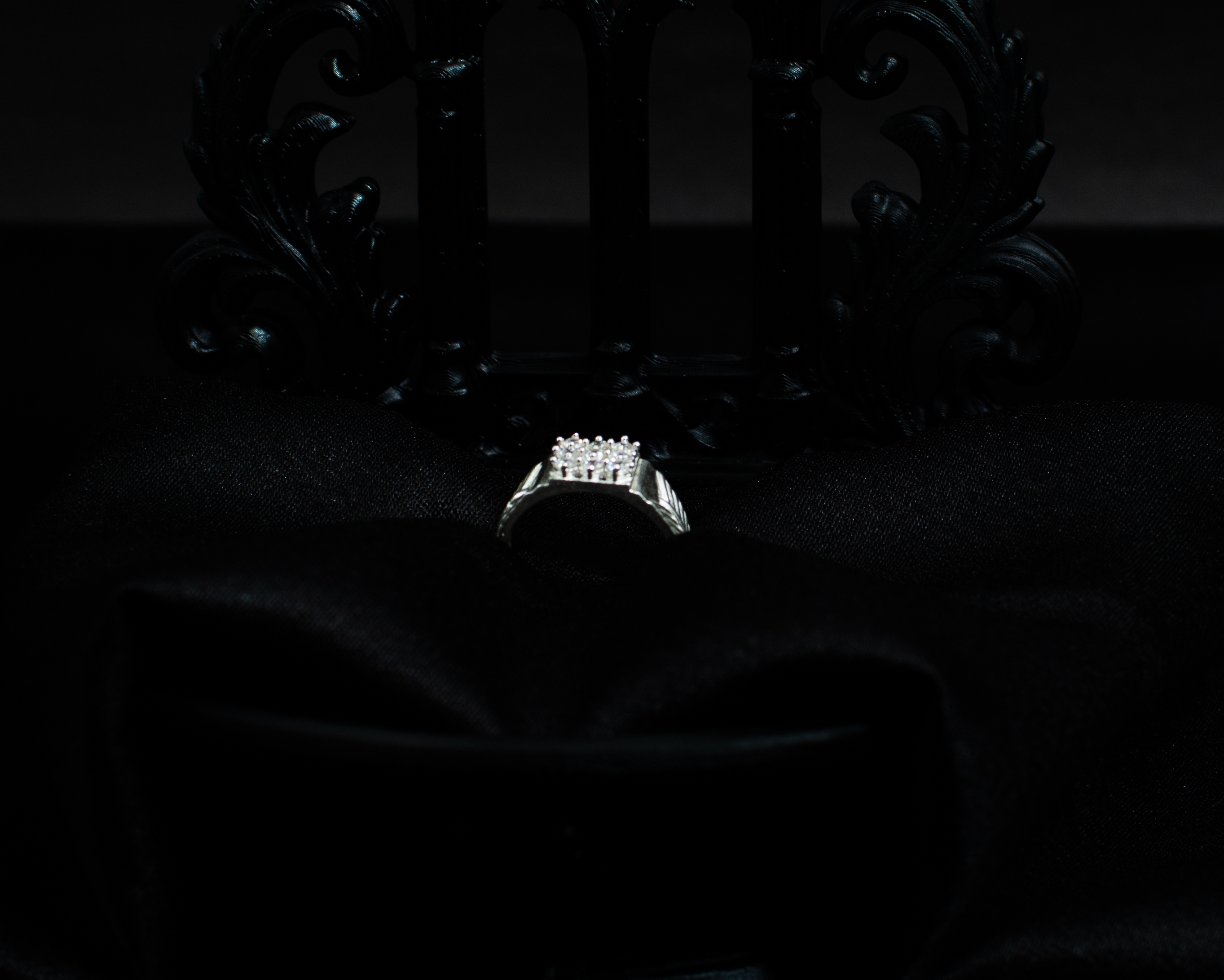 Ring 9 view 1 on black satin