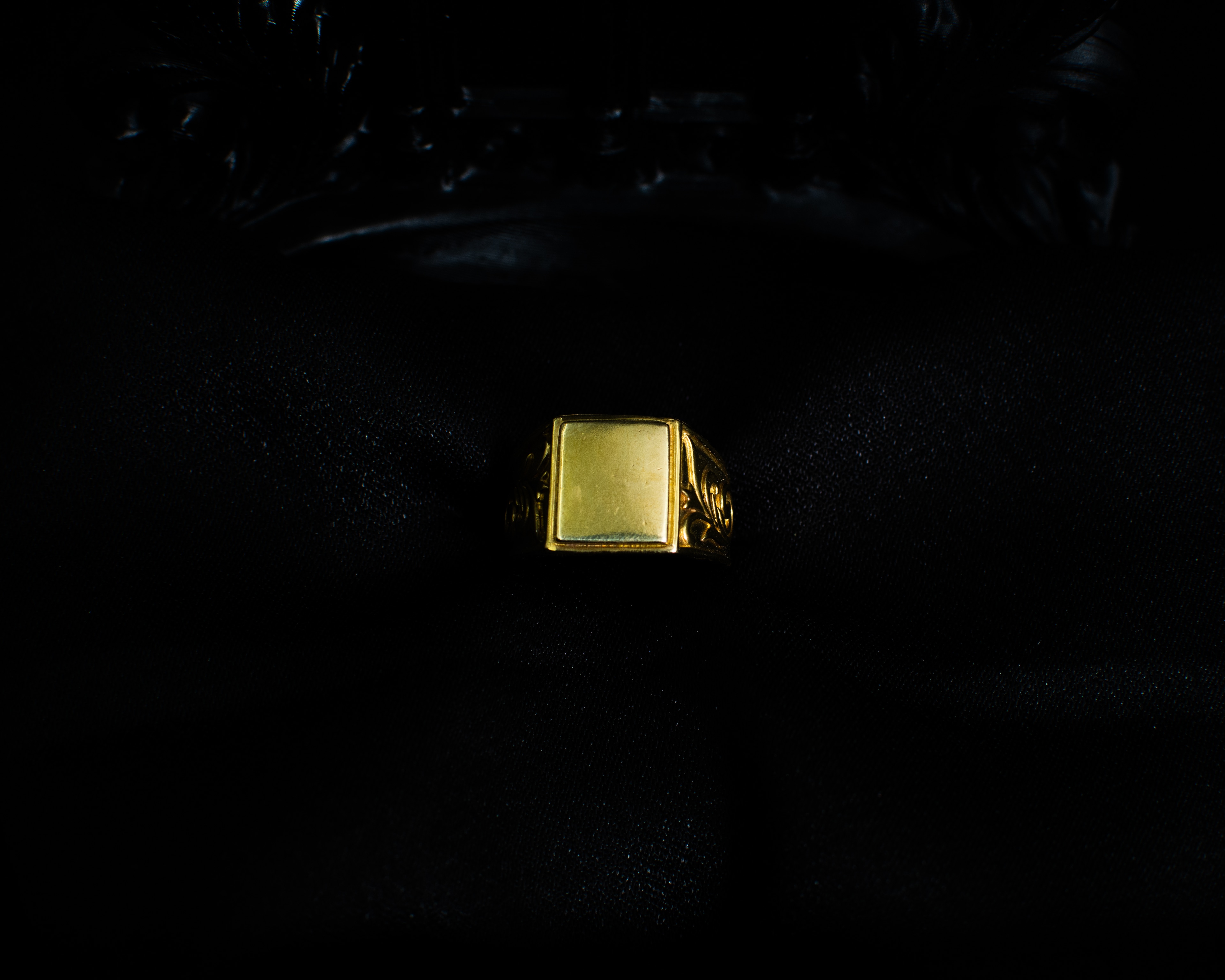 Panchadhatu Signet Ring 1 main view on black satin