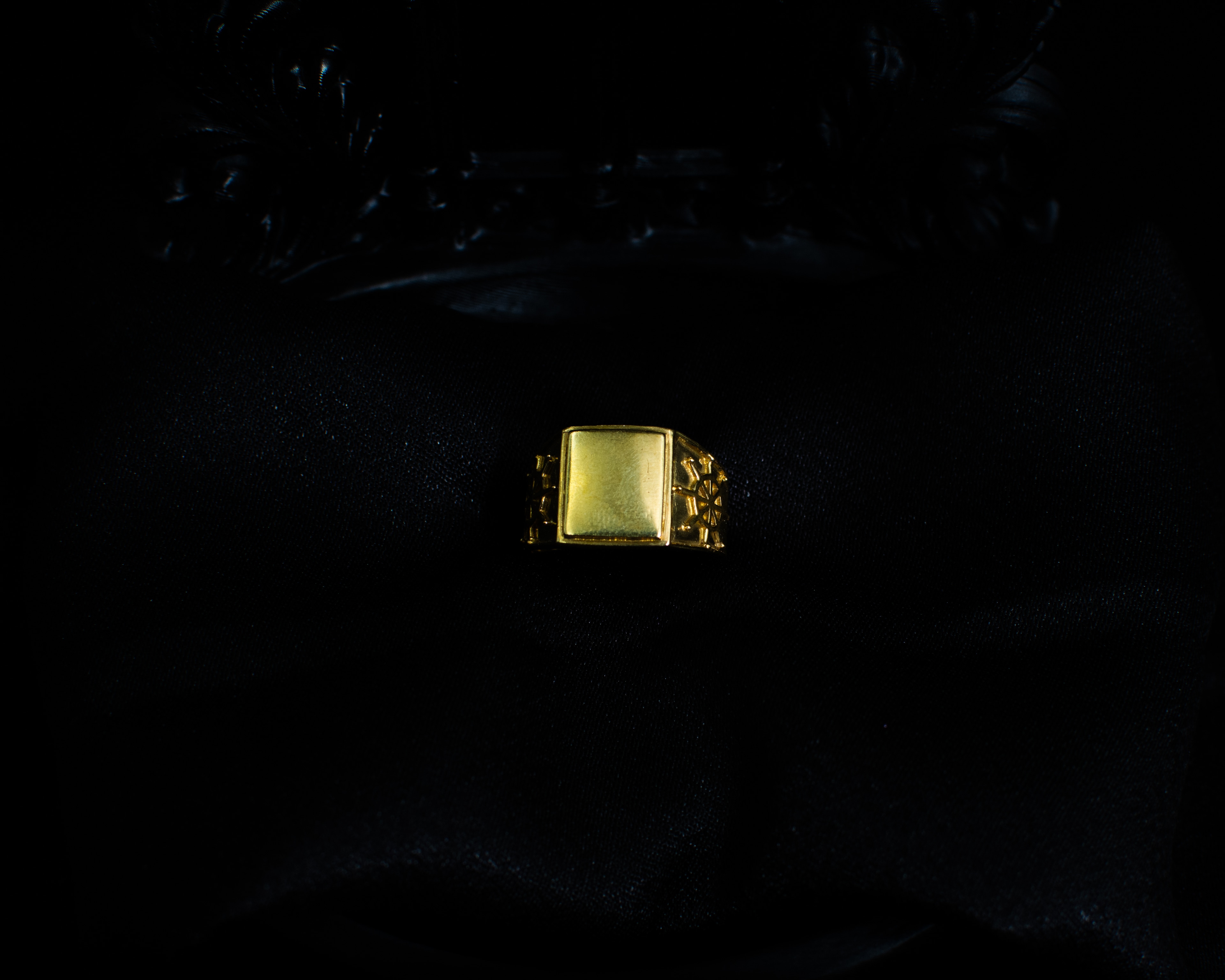 Panchadhatu Signet Ring 5 main view on black satin