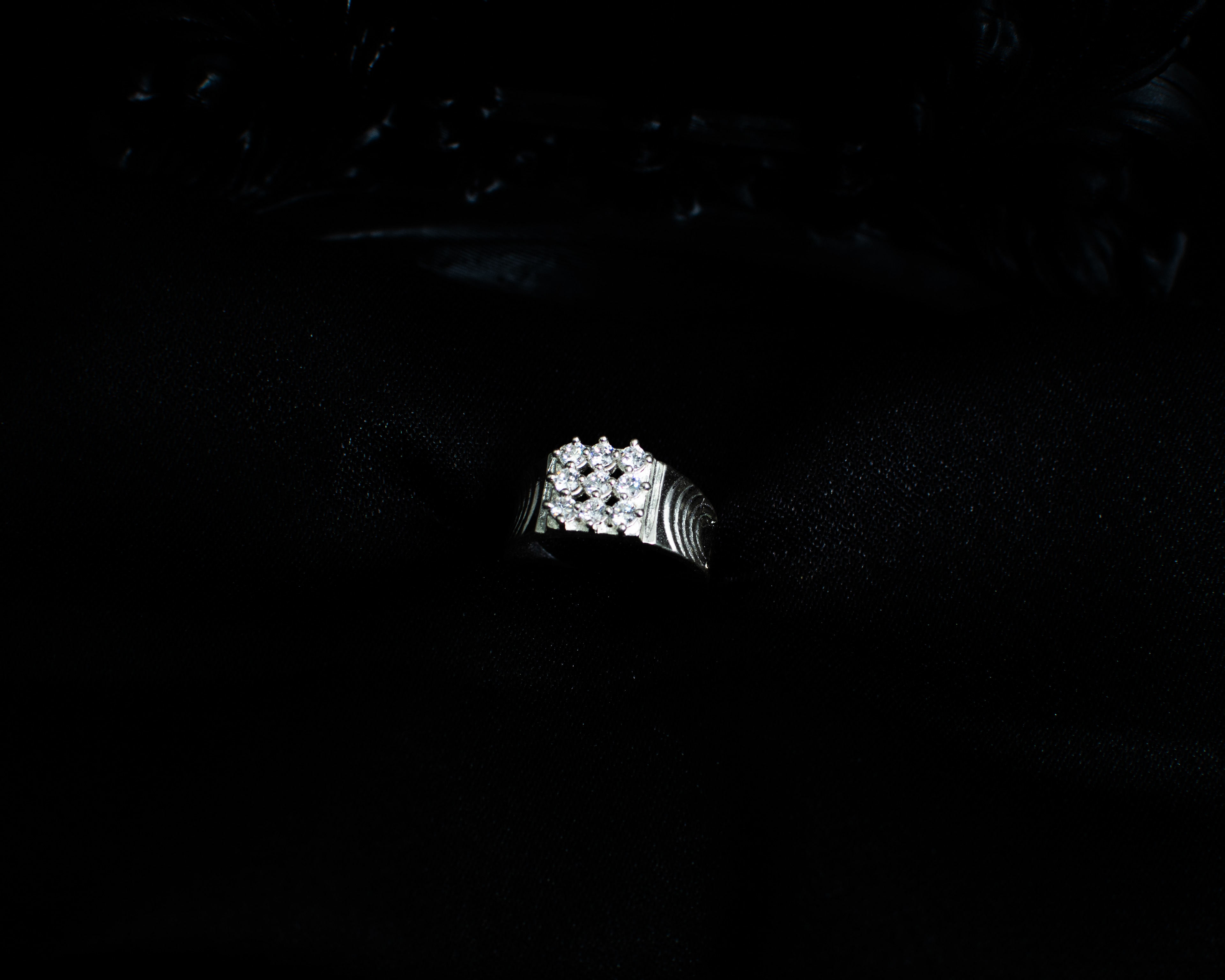 Ring 19 view 1 on black satin