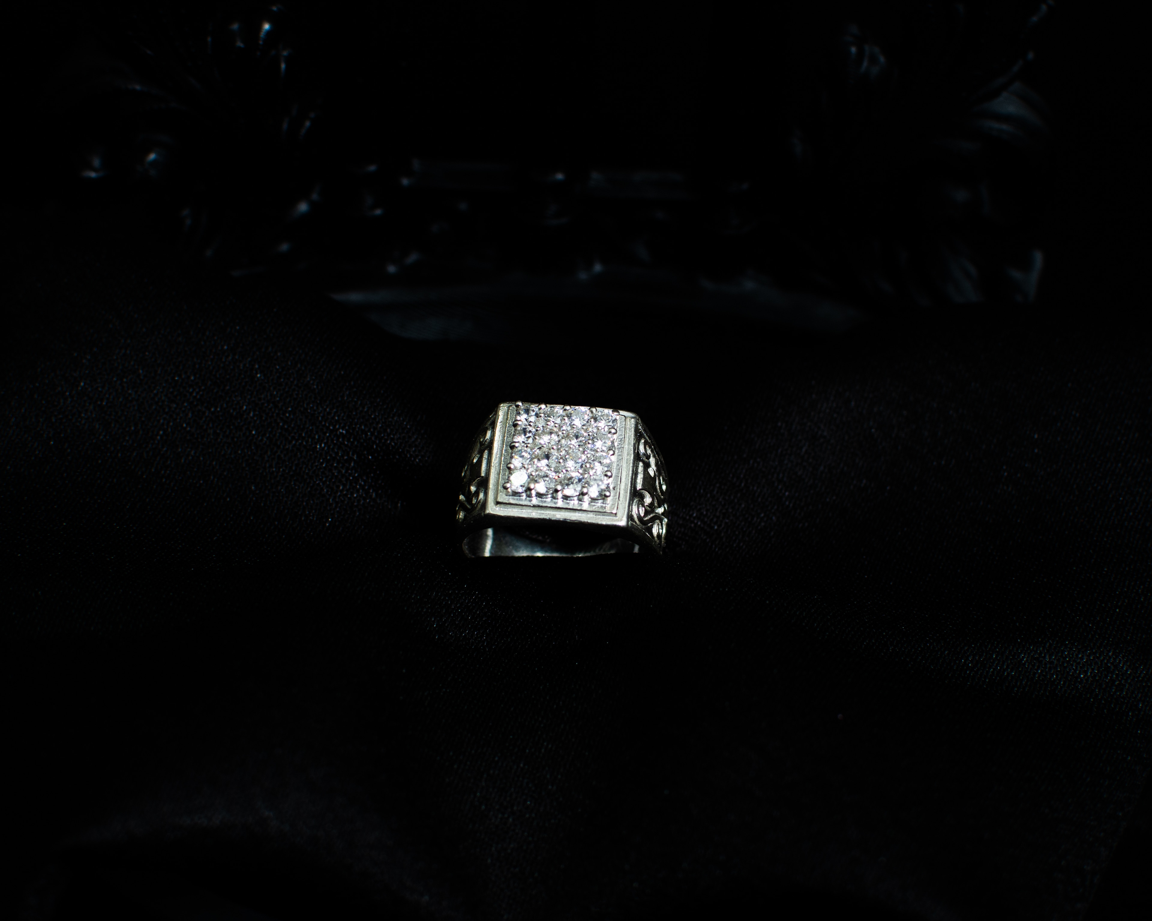 Ring 3 view 1 on black satin