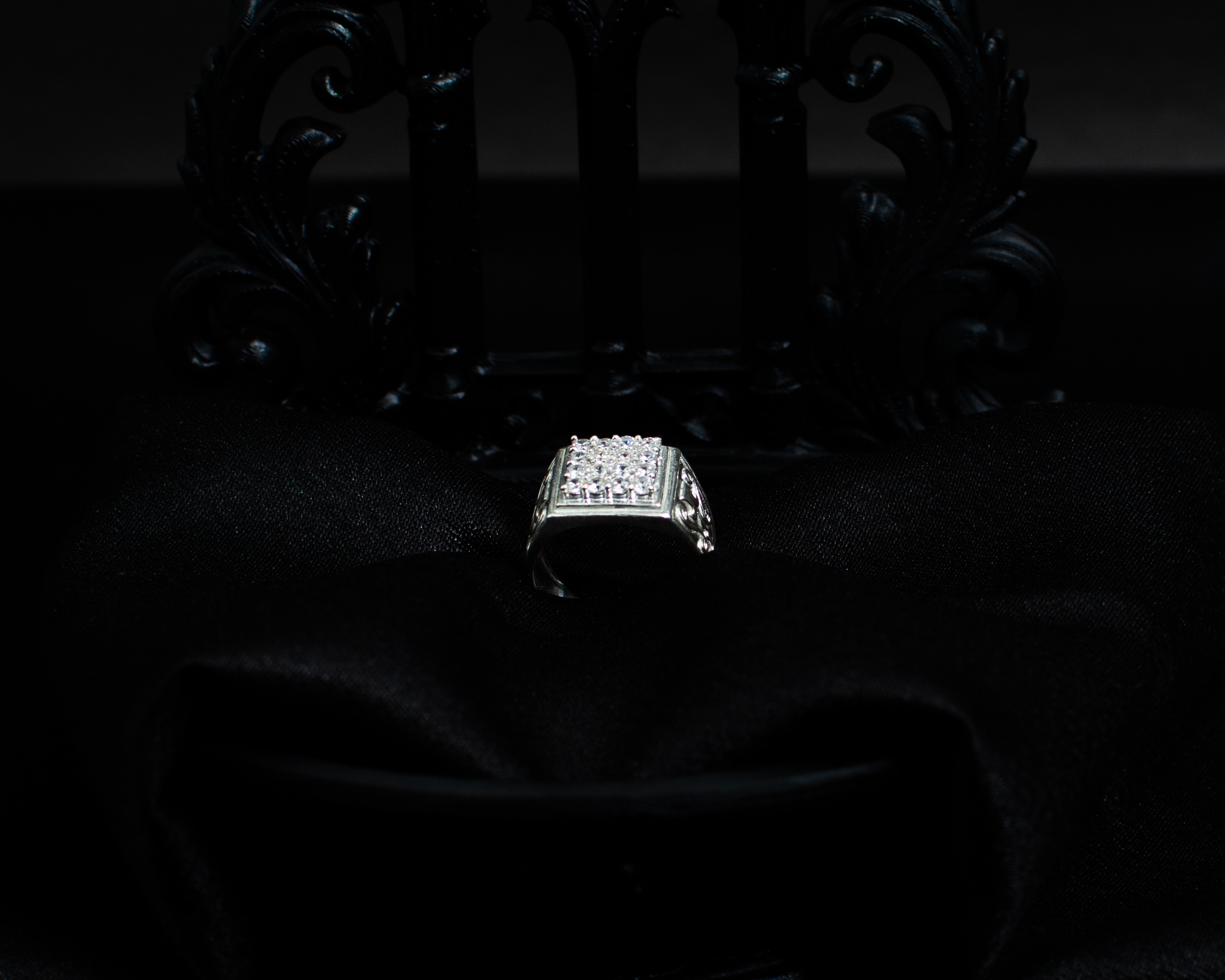 Ring 4 view 1 on black satin