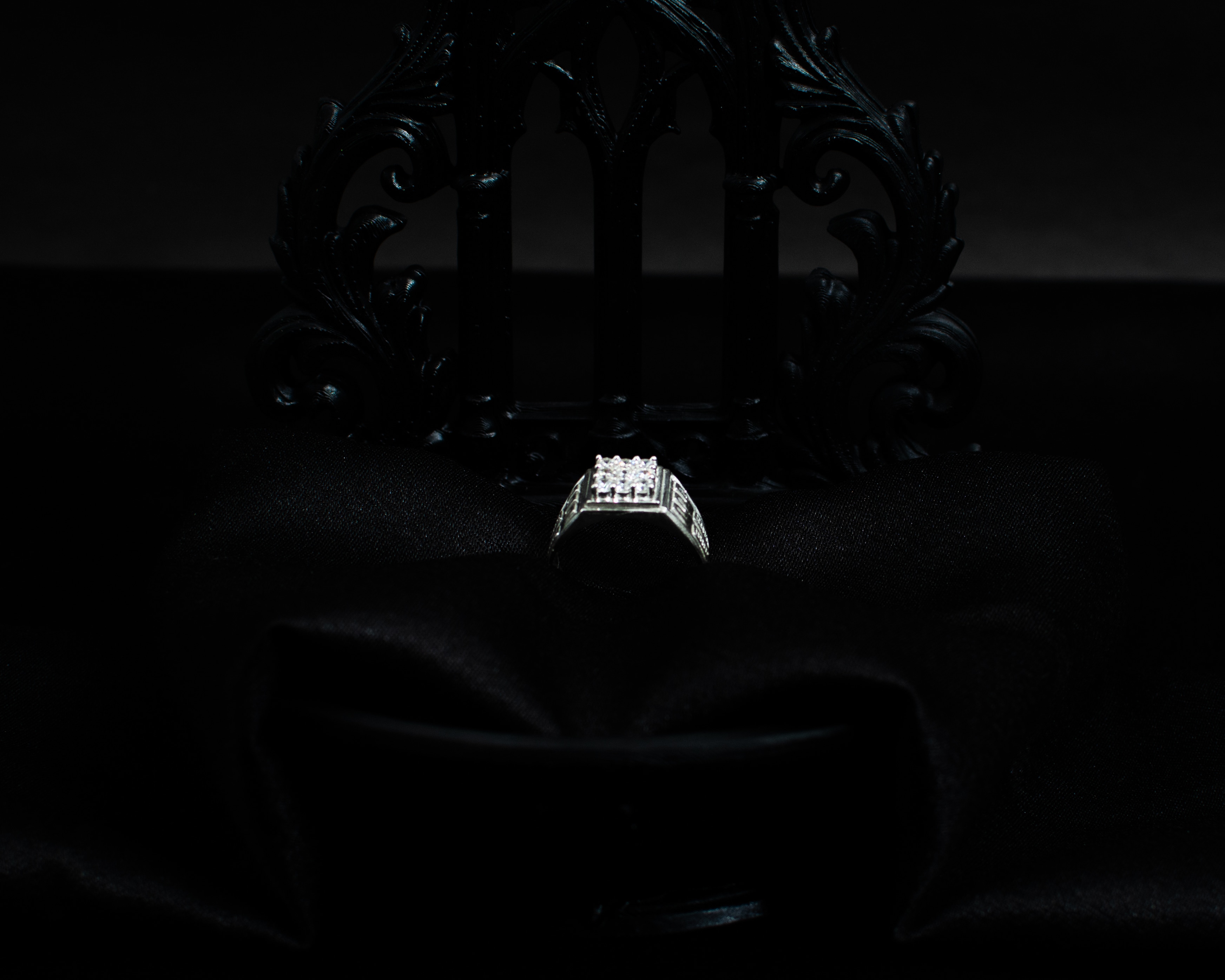 Ring 5 view 1 on black satin