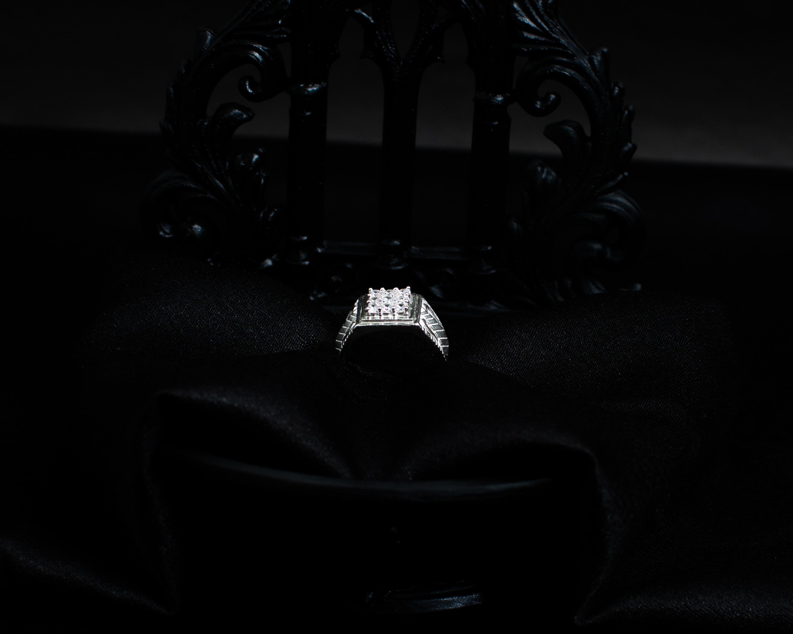 Ring 6 view 1 on black satin