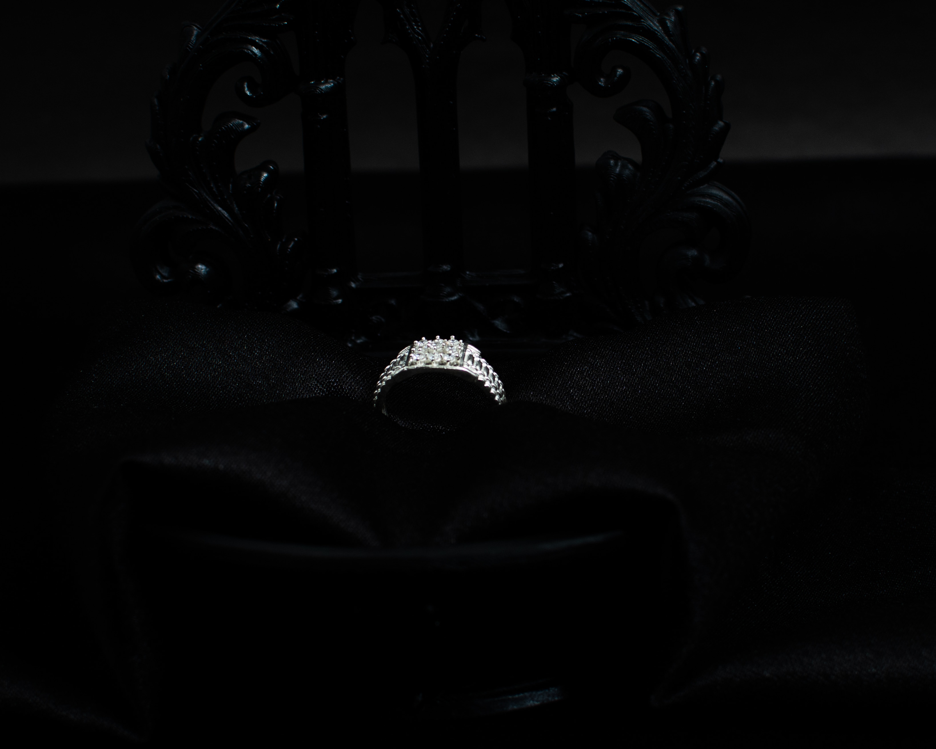 Ring 8 view 1 on black satin